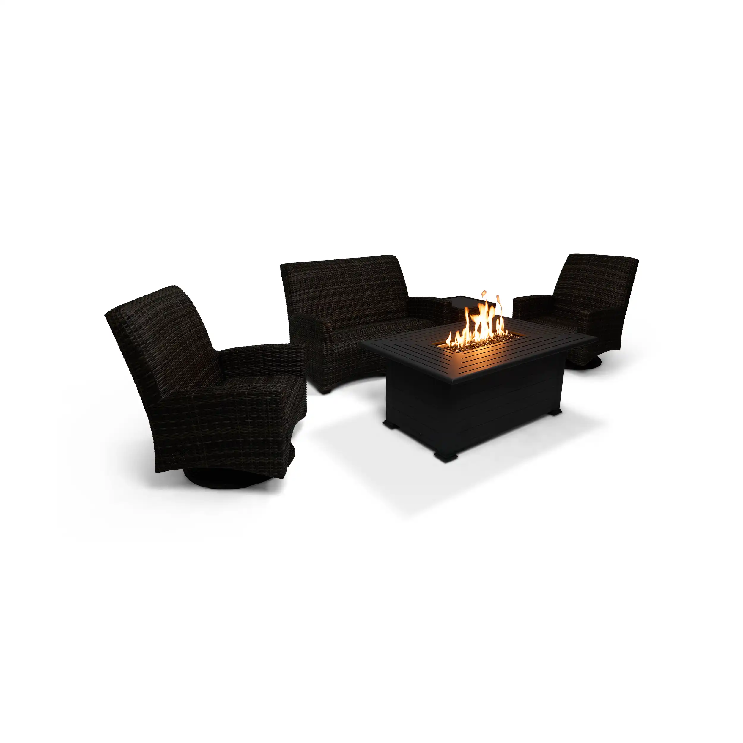 Grey Kampala 5 Piece QDF Loveseat Firepit Chat Group - Image 5