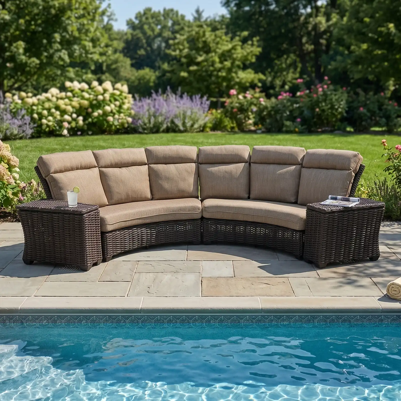 Kampala 4 Piece Curved Sectional Group - Mirage Latte