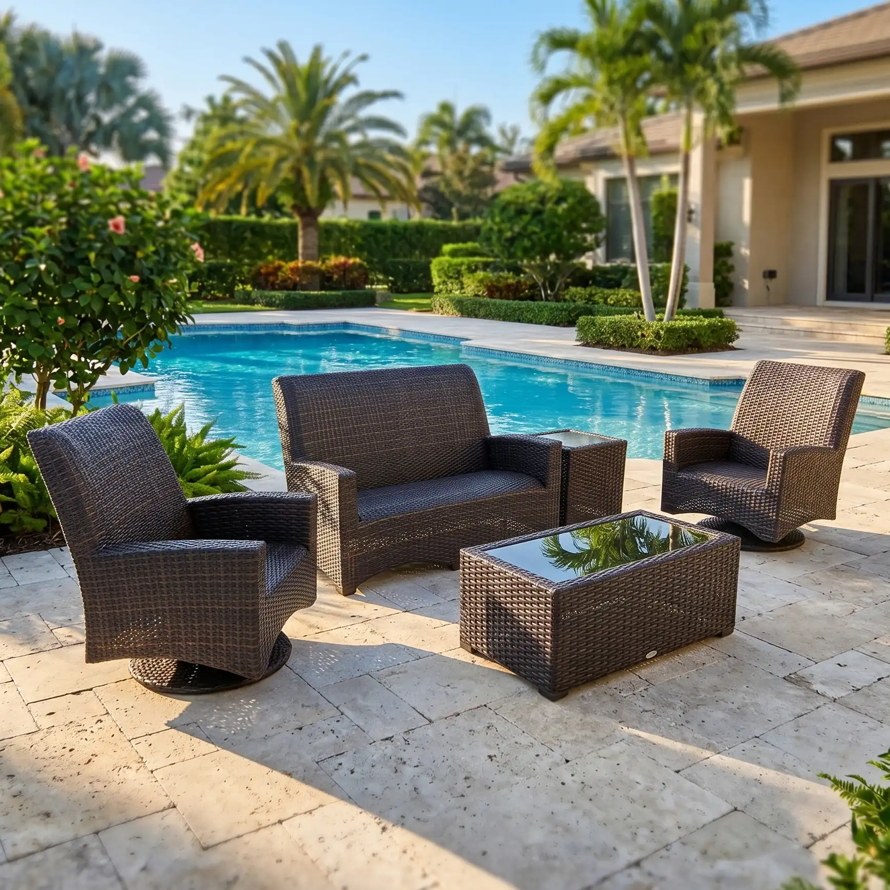 Kampala 5 Piece QDF Loveseat Chat Group