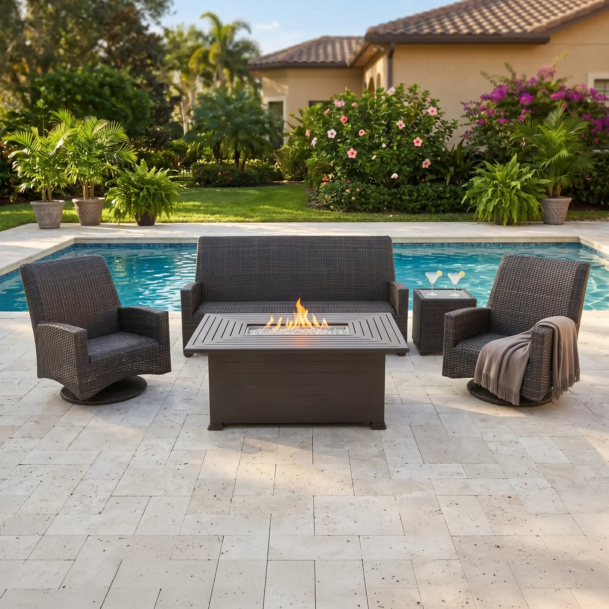 Kampala 5 Piece QDF Sofa Firepit Chat Group