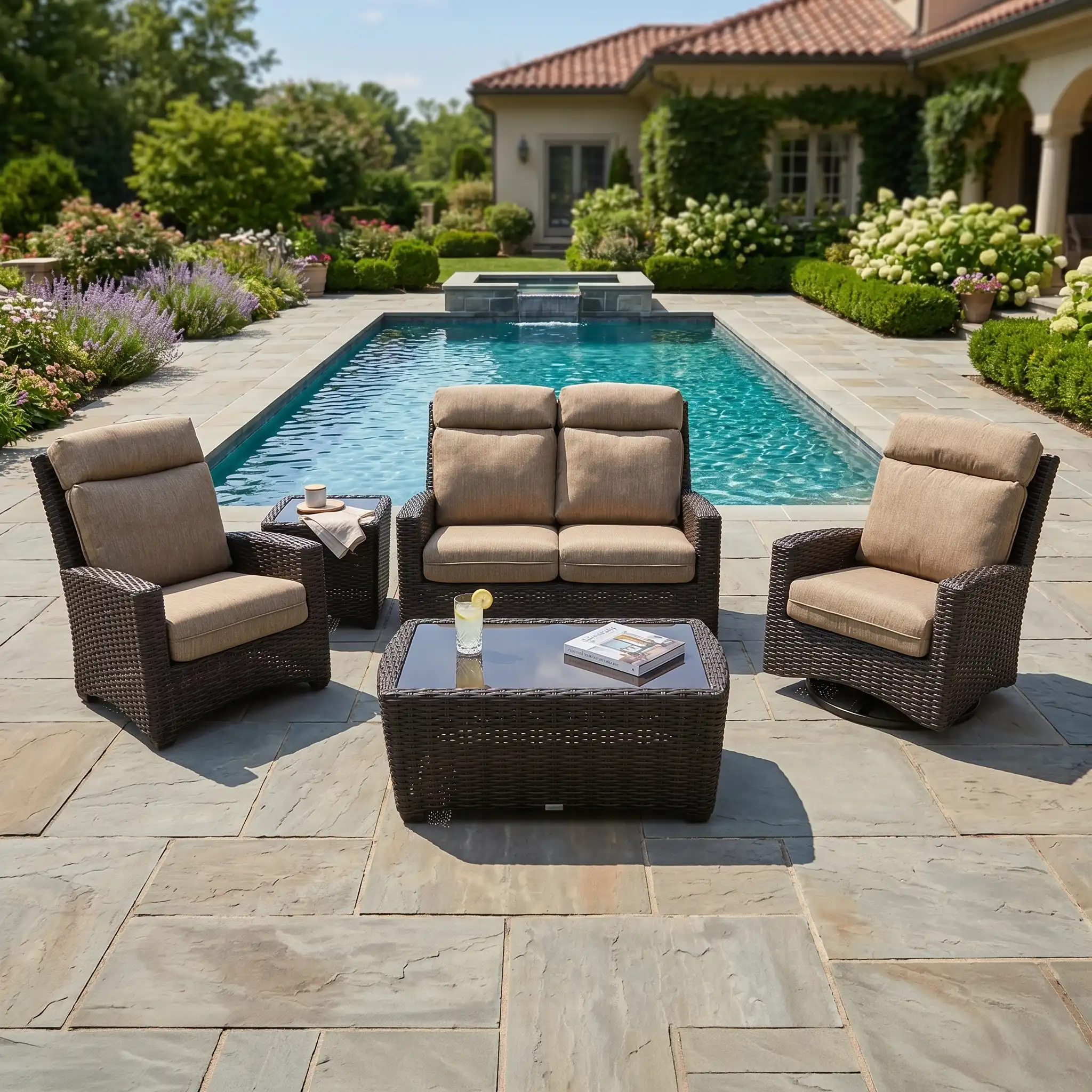 Kampala 5 Piece Loveseat Chat Group - Mirage Latte