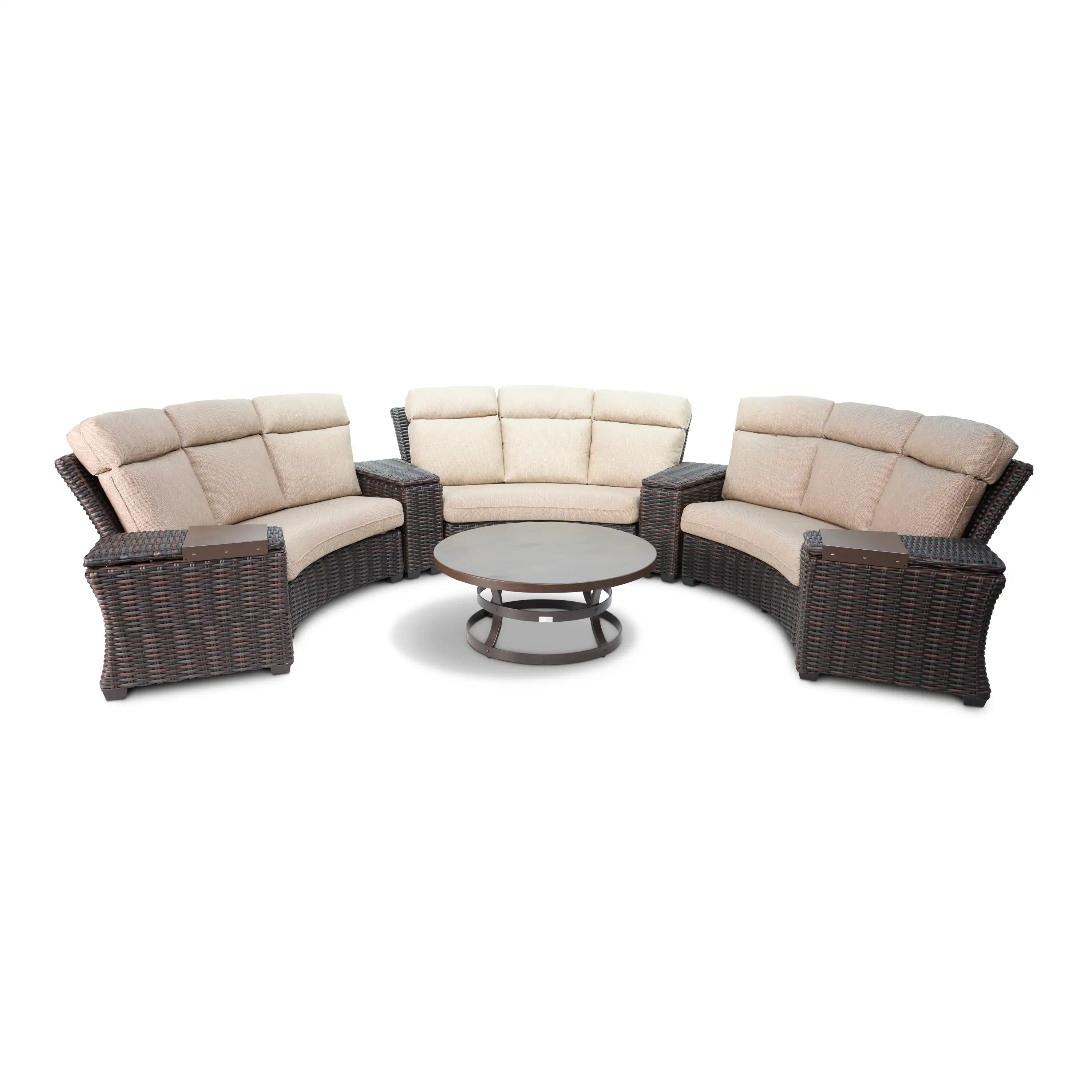 Kampala 8 Piece Curved Sectional Chat Group - Mirage Latte - Image 7