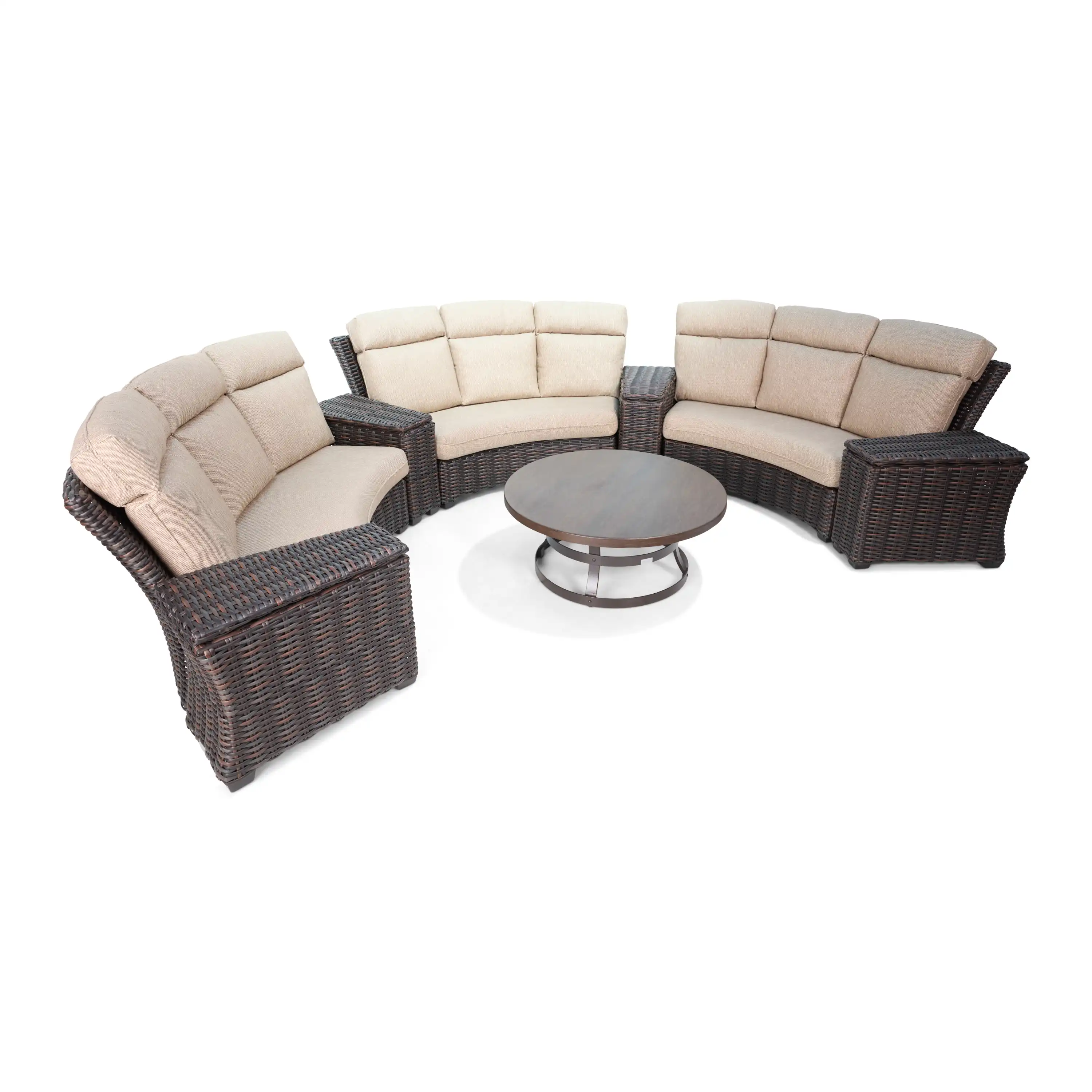 Kampala 8 Piece Curved Sectional Chat Group - Mirage Latte - Image 8