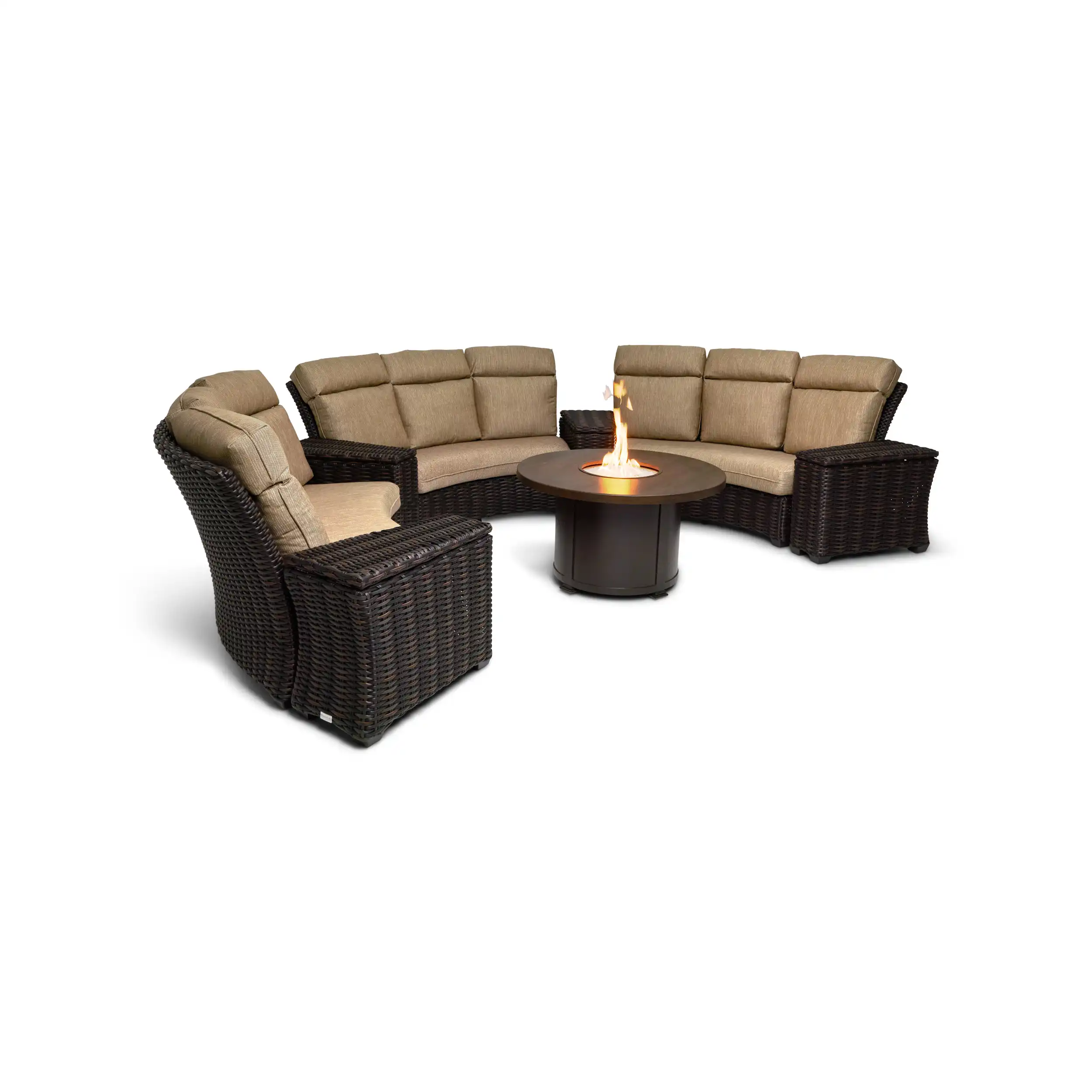 Kampala 8 Piece Curved Sectional Firepit Group - Mirage Latte - Image 3