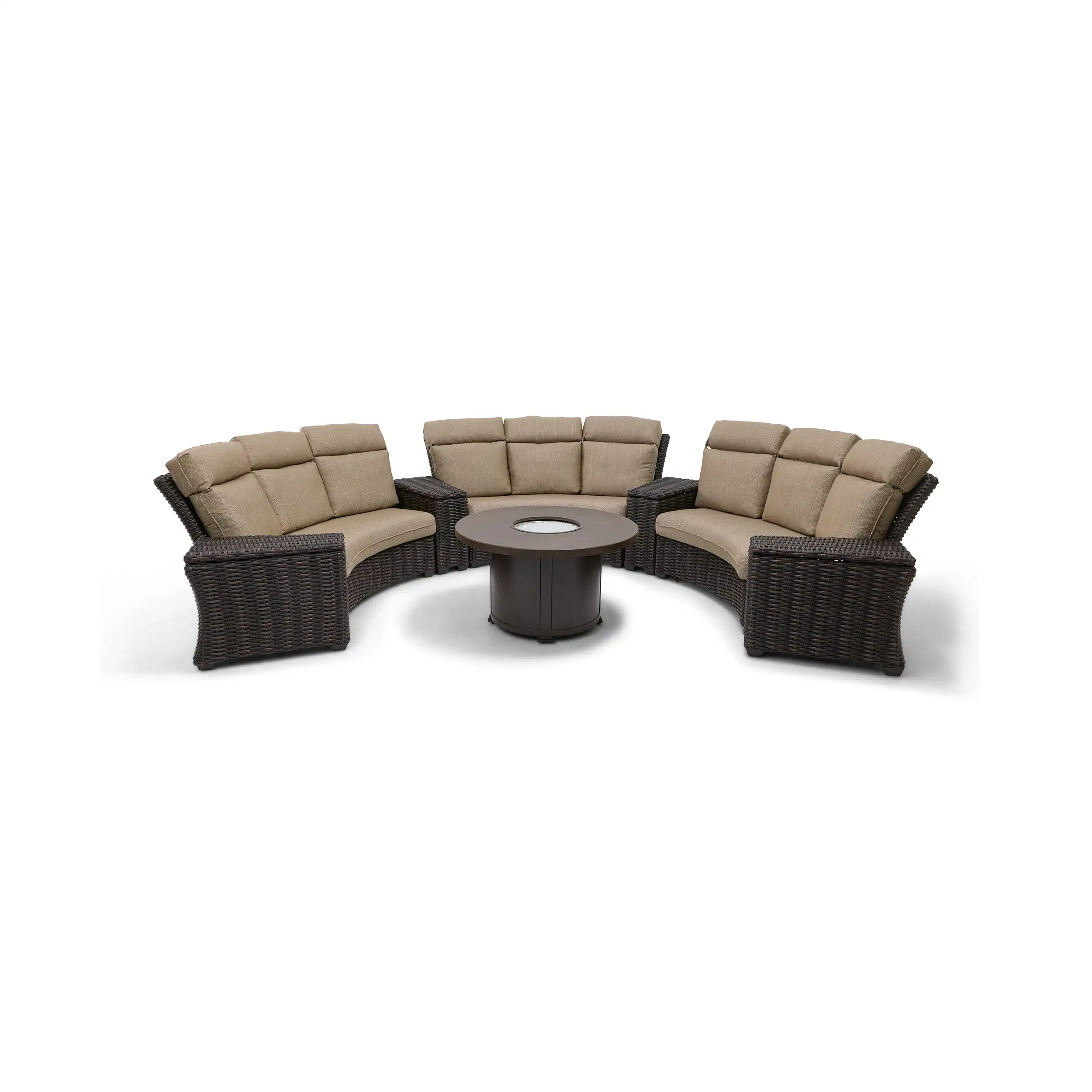 Kampala 8 Piece Curved Sectional Firepit Group - Mirage Latte - Image 4