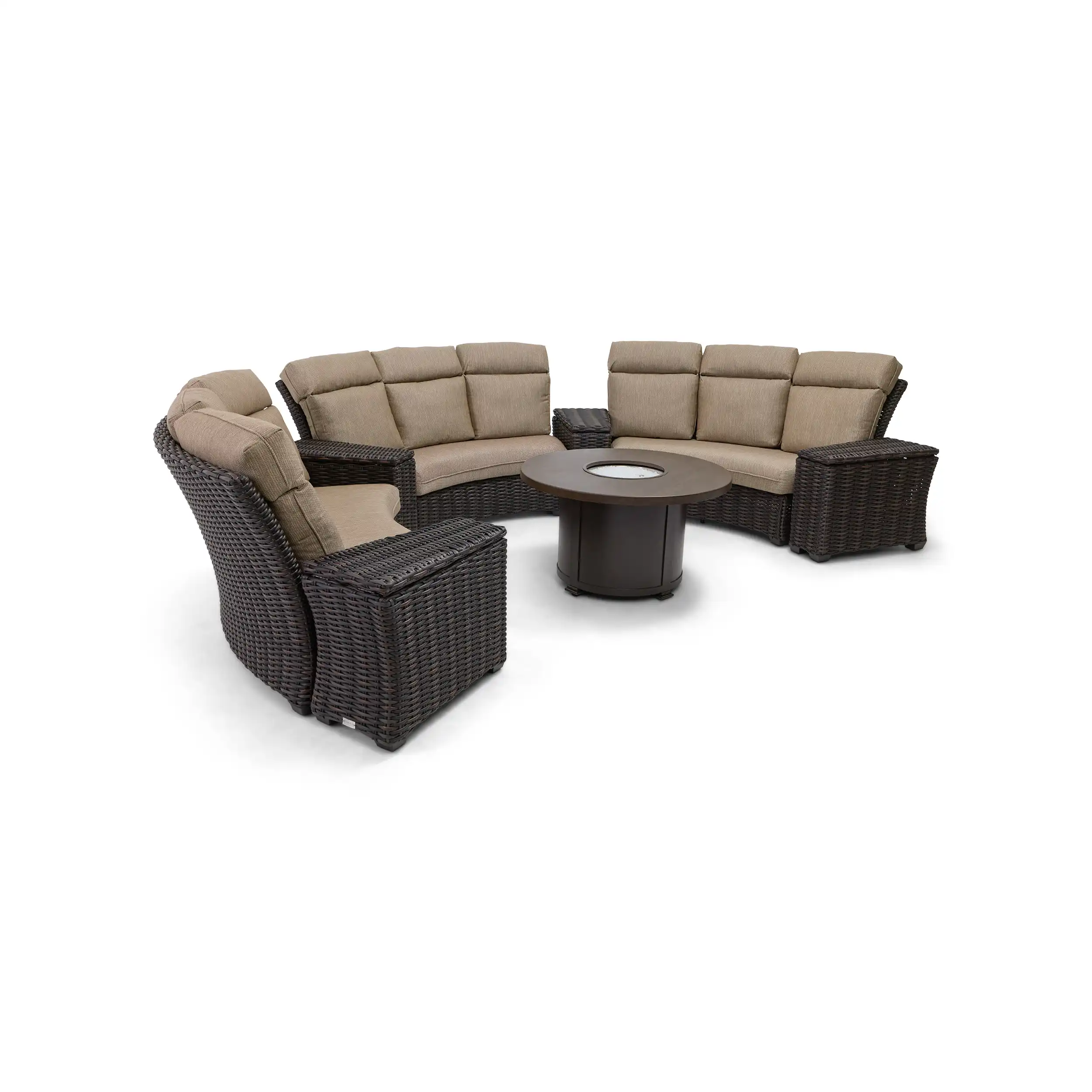 Kampala 8 Piece Curved Sectional Firepit Group - Mirage Latte - Image 5