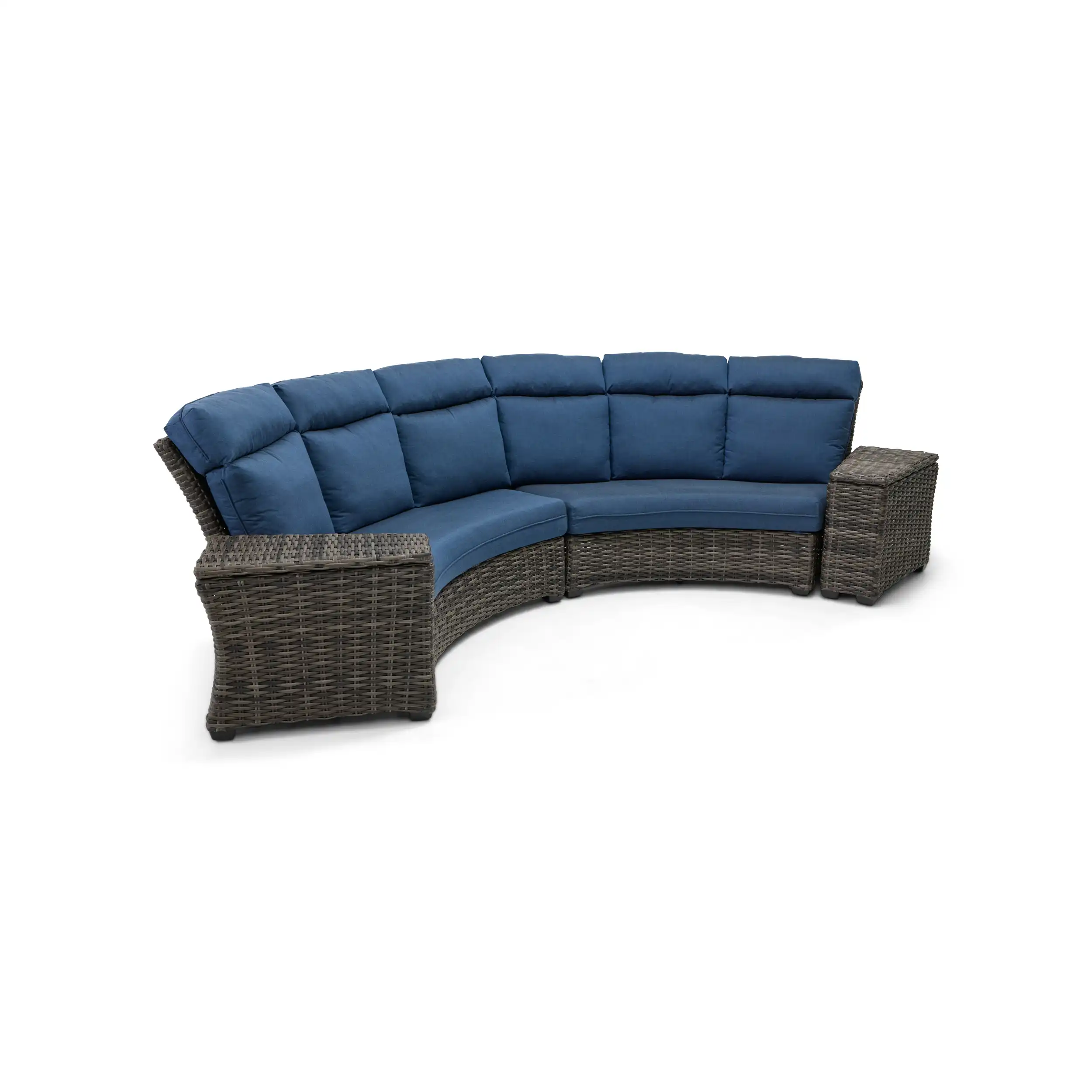 Grey Kampala 4 Piece Curved Sectional Group - Lifeguard Lapis Indigo - Image 3