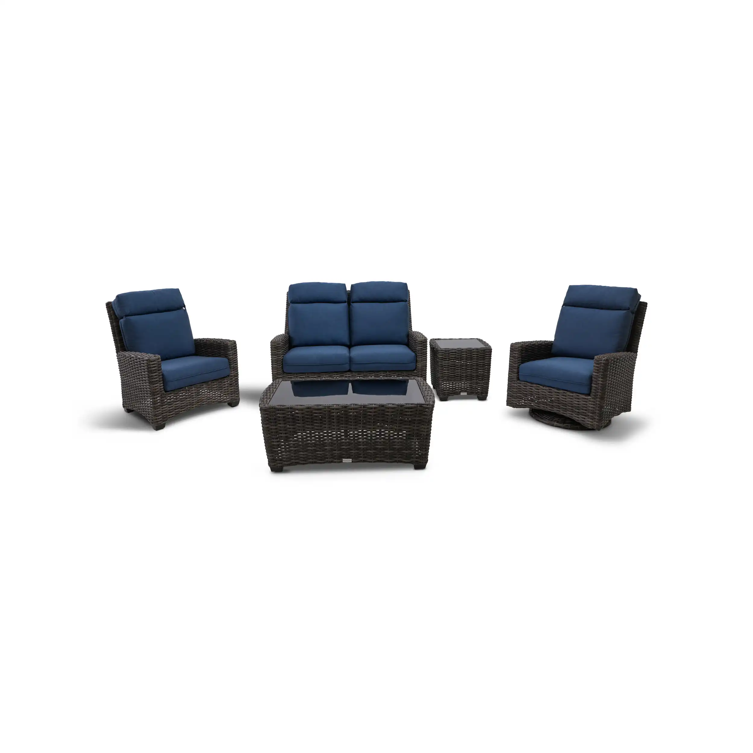 Grey Kampala 5 Piece Loveseat Chat Group - Lifeguard Lapis Indigo - Image 2