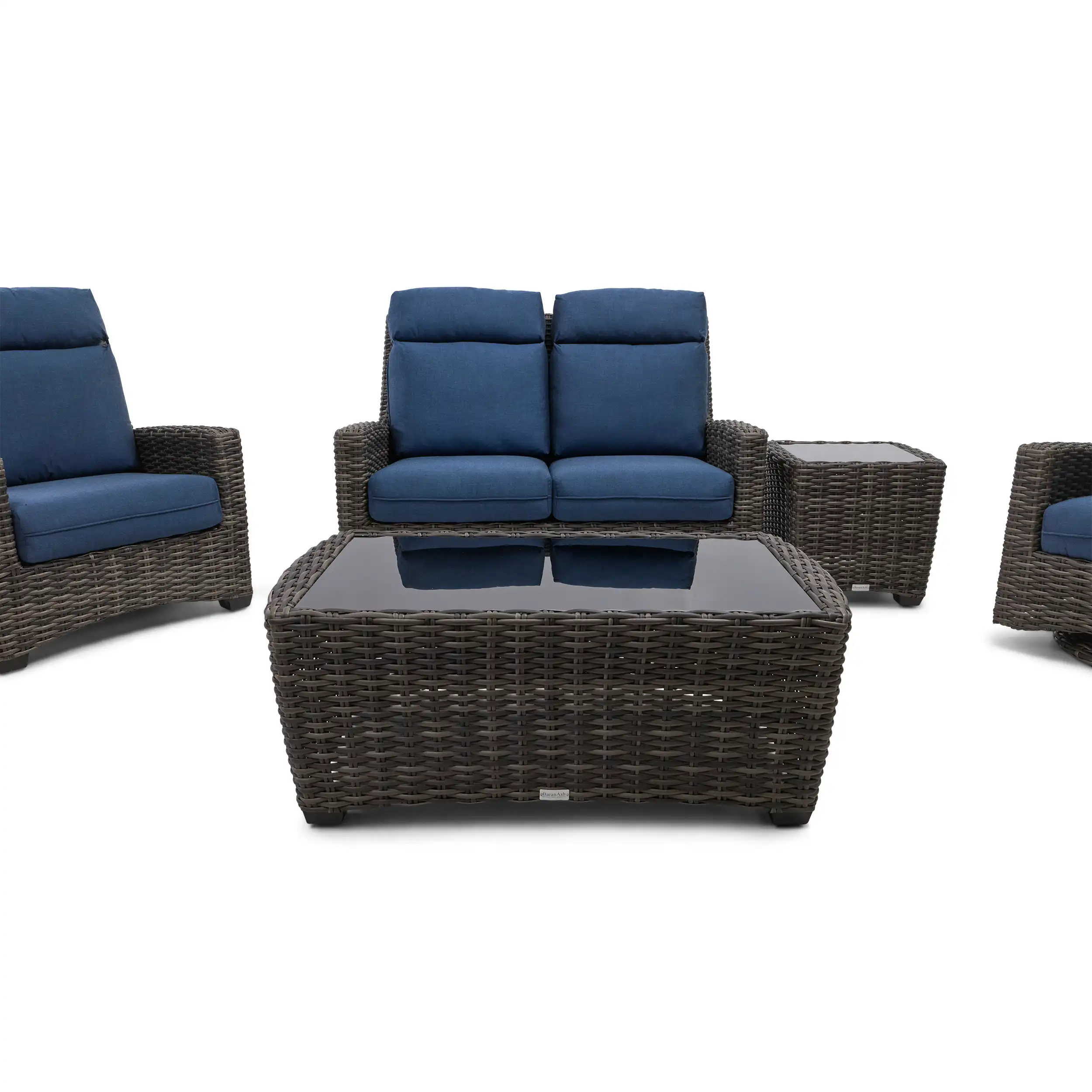 Grey Kampala 5 Piece Loveseat Chat Group - Lifeguard Lapis Indigo - Image 3