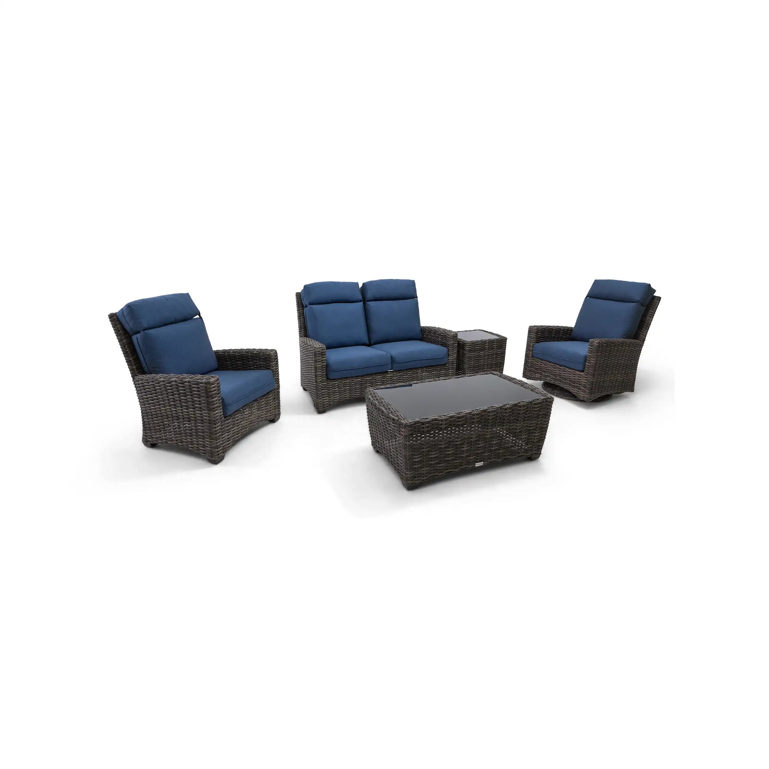 Grey Kampala 5 Piece Loveseat Chat Group - Lifeguard Lapis Indigo - Image 4