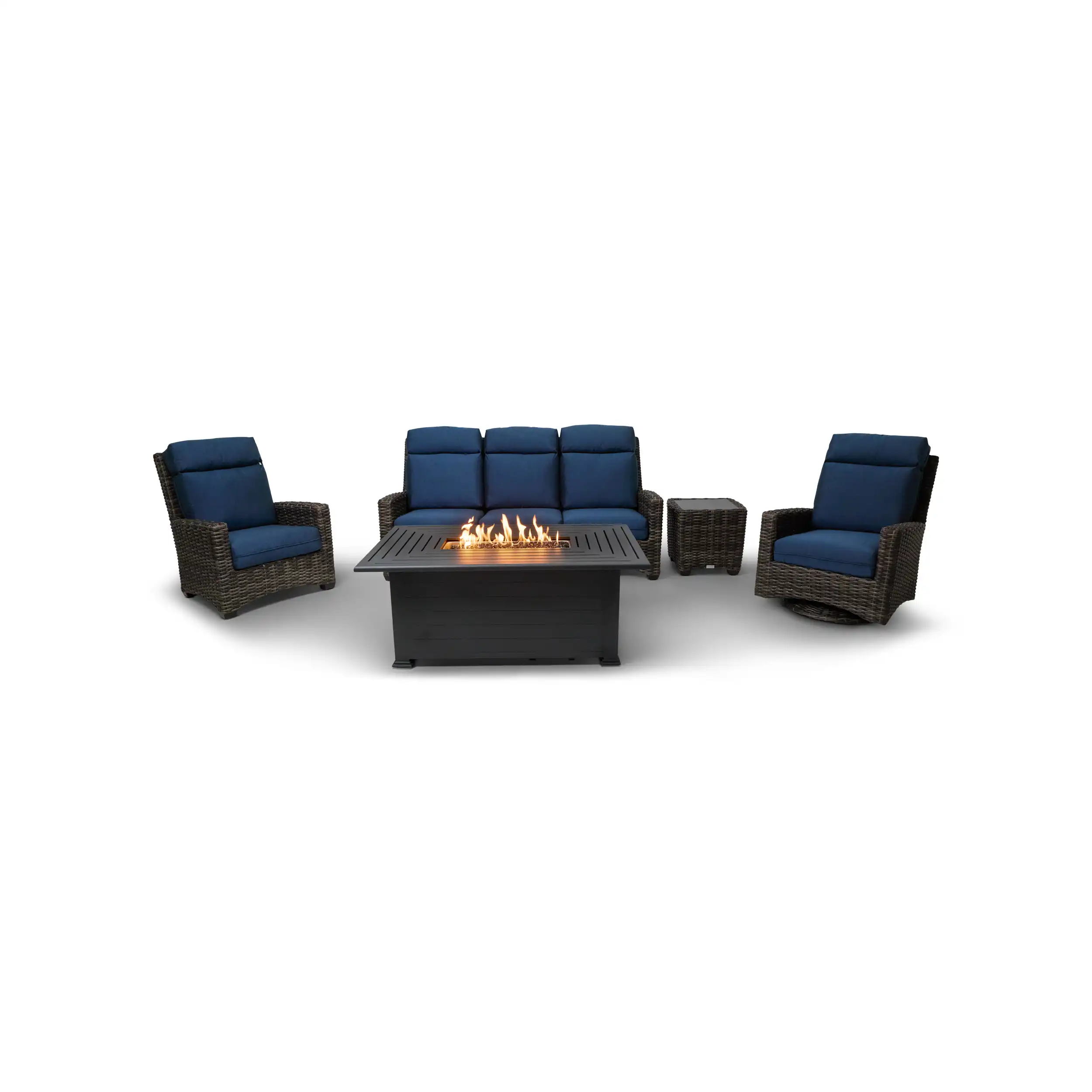 Grey Kampala 5 Piece Sofa Firepit Chat Group - Lifeguard Lapis Indigo - Image 2