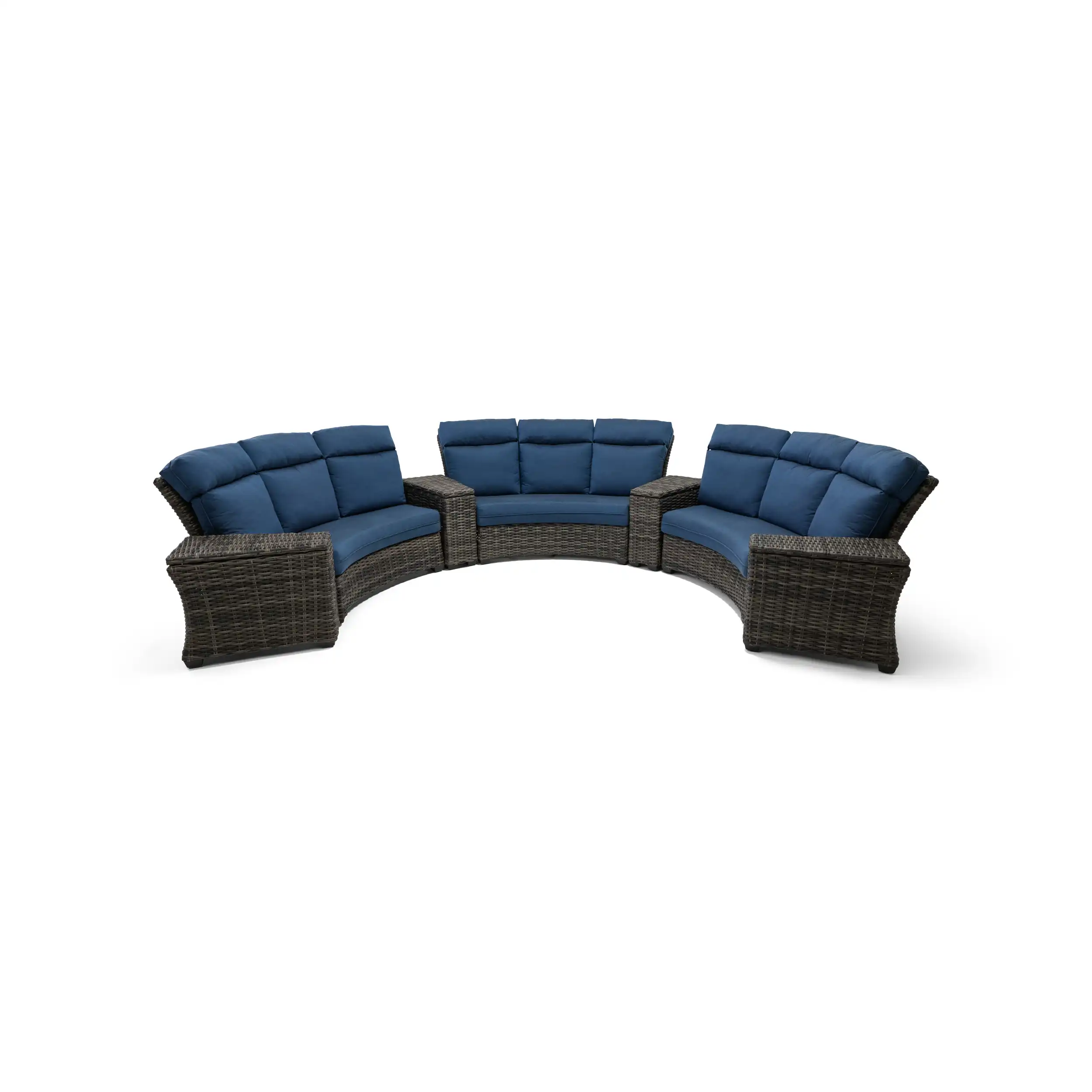 Grey Kampala 7 Piece Curved Sectional Group - Lifeguard Lapis Indigo - Image 2