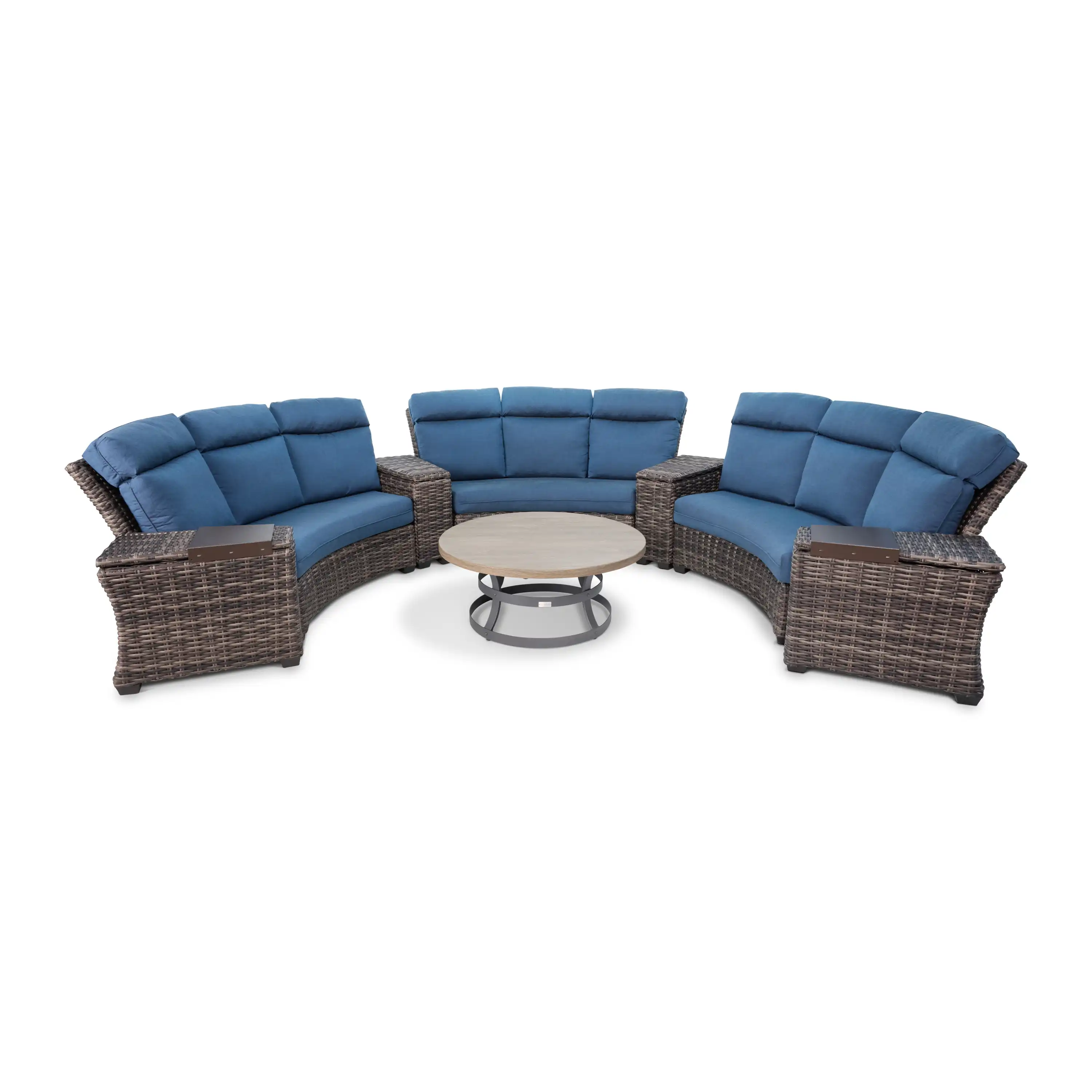 Grey Kampala 8 Piece Curved Sectional Chat Group - Lifeguard Lapis Indigo - Image 6