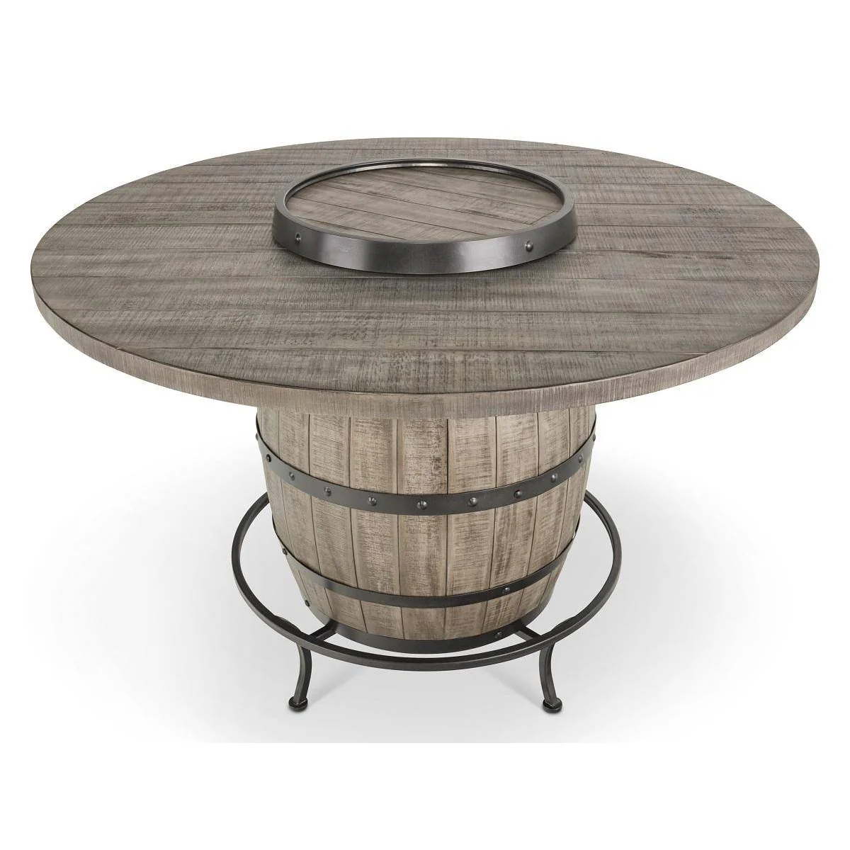 Kingston 5 Piece Barrel Table Set - Rustic Grey - Image 3