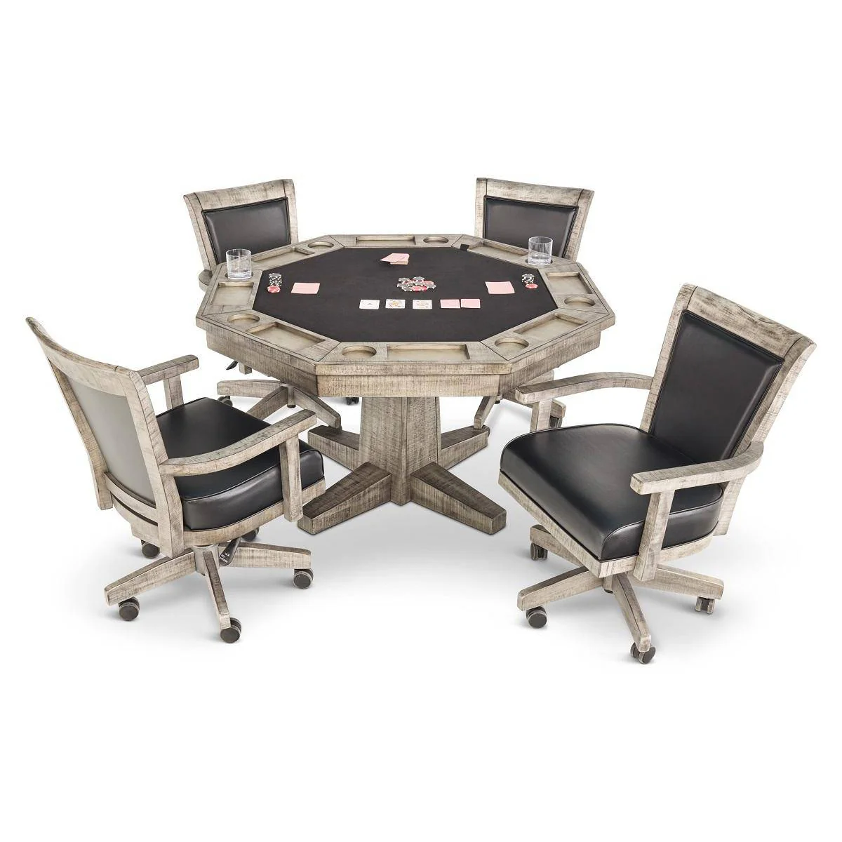 Kingston 5 Piece Flip Top Game Table Set - Rustic Grey - Image 3