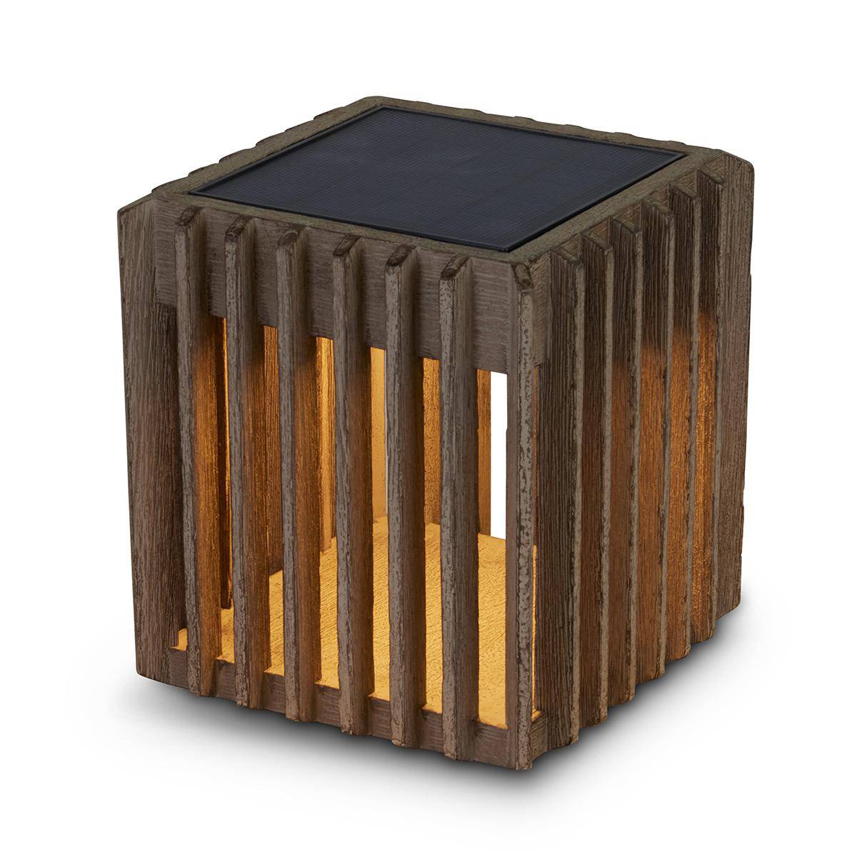 Loft 7" Weathered Teak Solar Lantern - Image 3