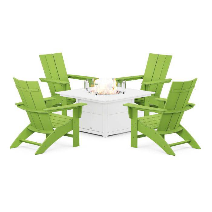 Modern Adirondack 5 Piece Conversation Fire Pit Set - Image 12
