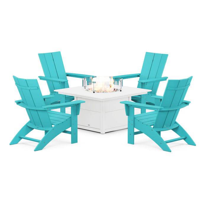 Modern Adirondack 5 Piece Conversation Fire Pit Set - Image 13