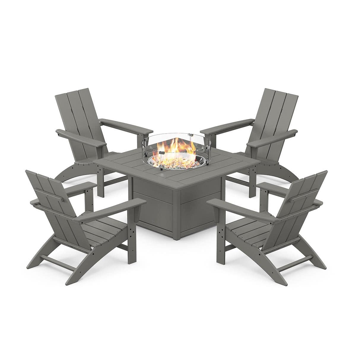 Modern Adirondack 5 Piece Conversation Fire Pit Set - Image 4