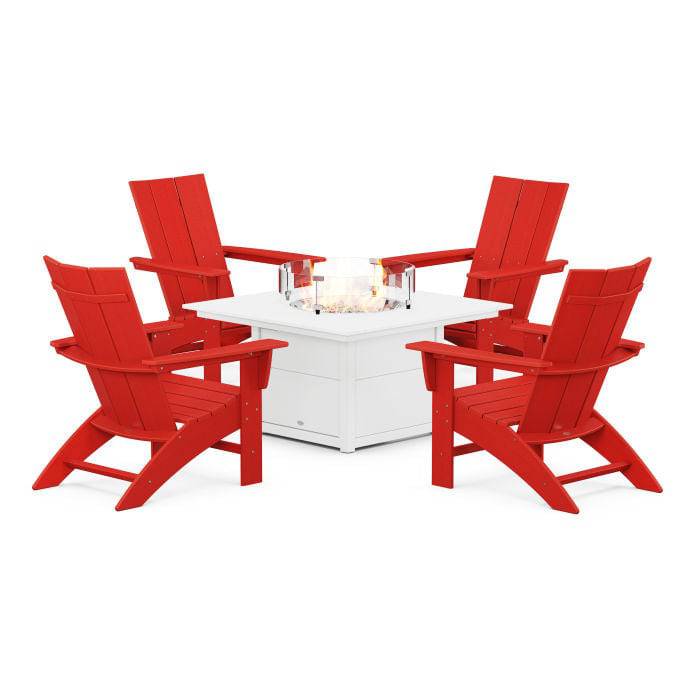 Modern Adirondack 5 Piece Conversation Fire Pit Set - Image 9