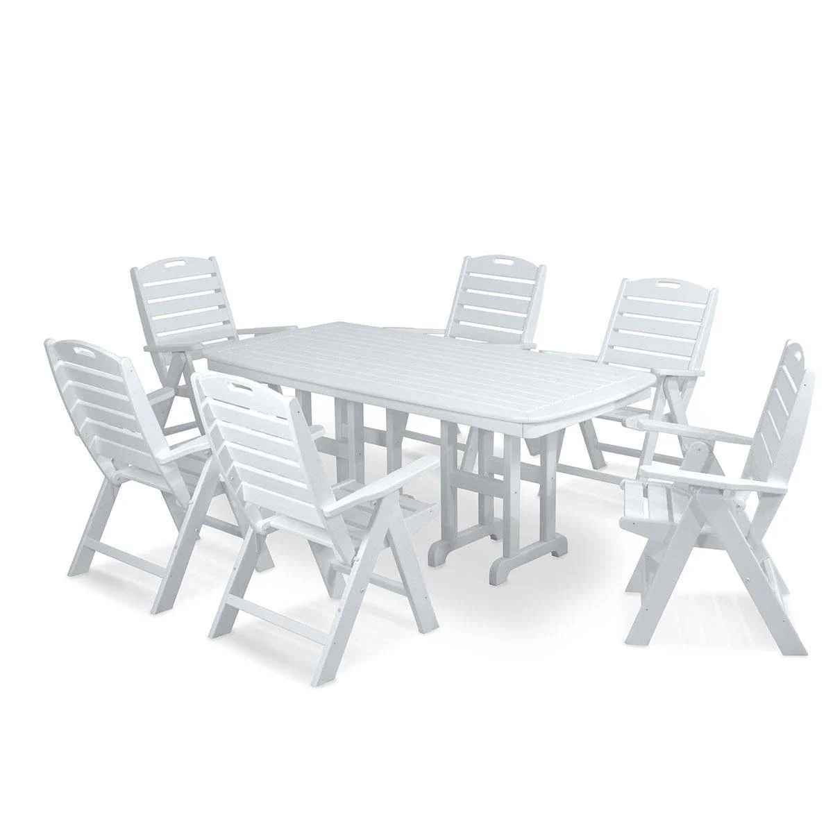 Nautical 7 Piece Folding Highback Dining Set - Image 7