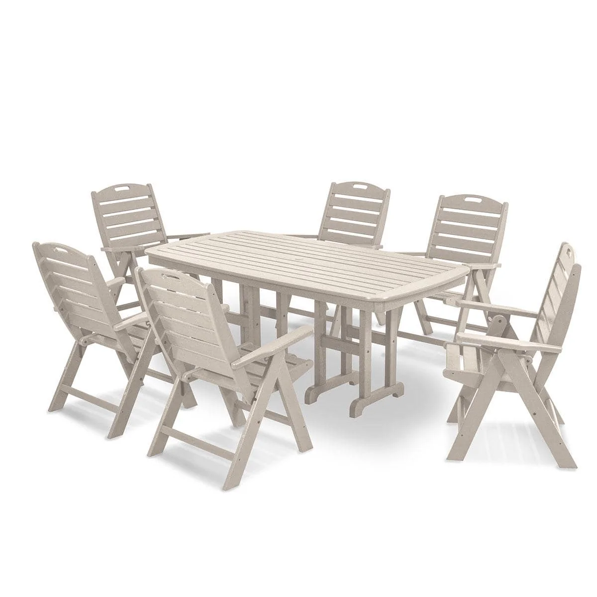 Nautical 7 Piece Folding Highback Dining Set - Image 8