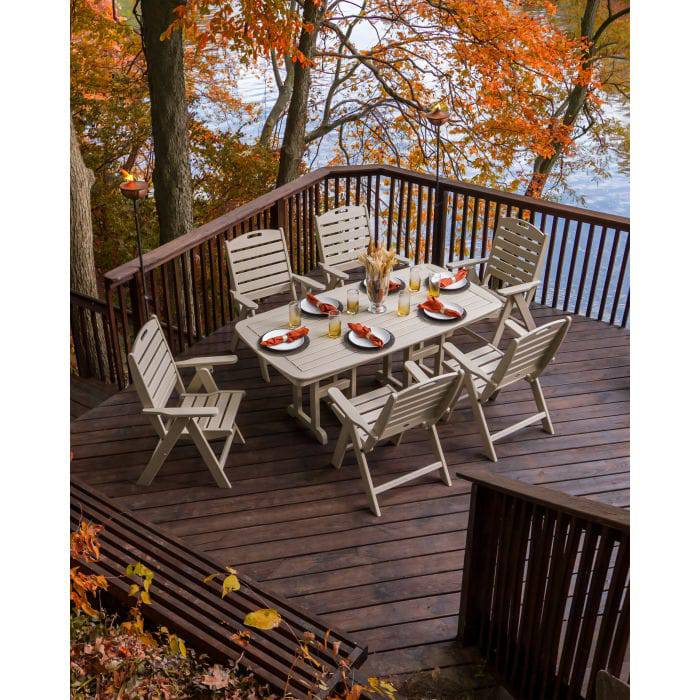 Nautical 7 Piece Folding Highback Dining Set - Image 9