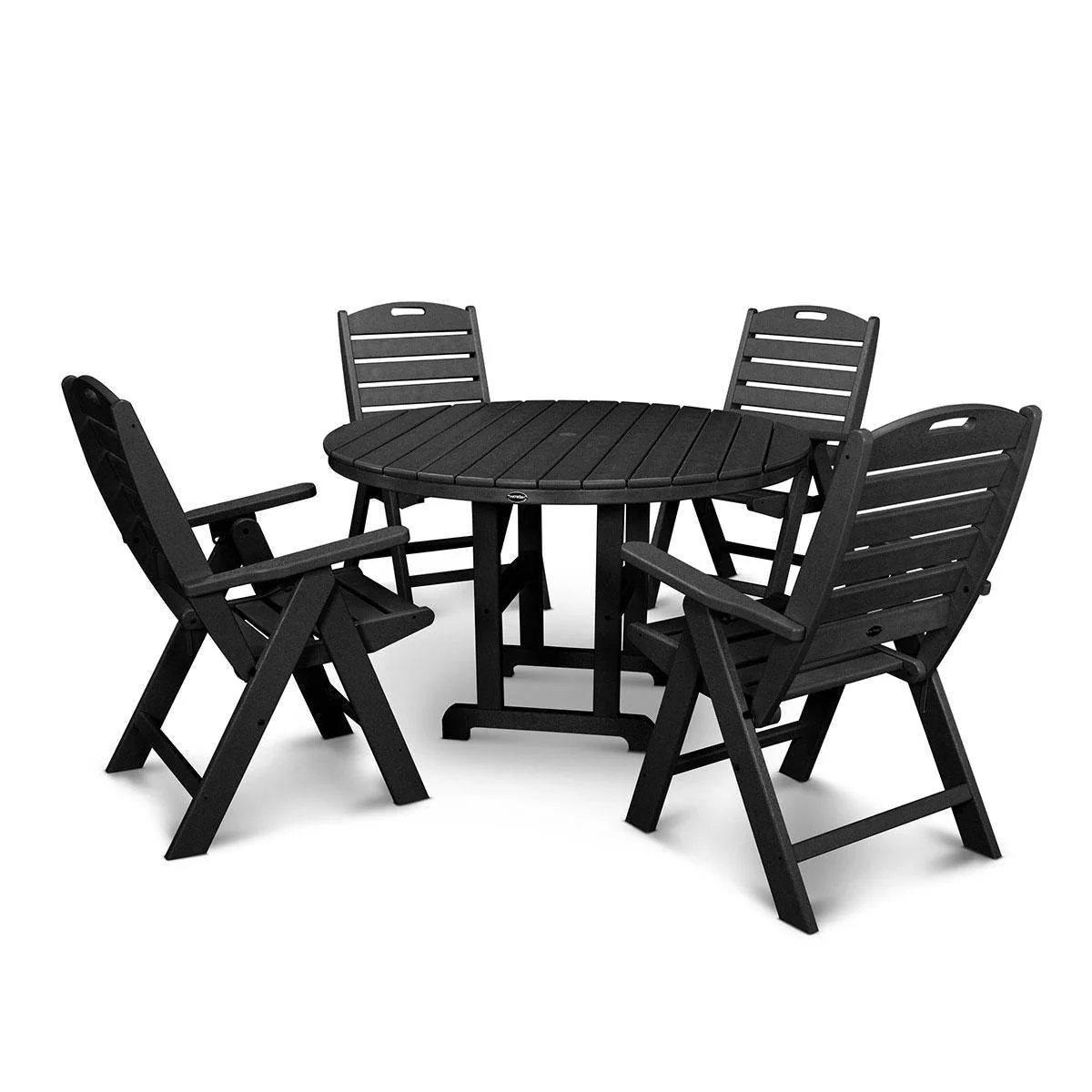 Nautical Folding Highback 5 Piece Farmhouse Dining Set - Image 3