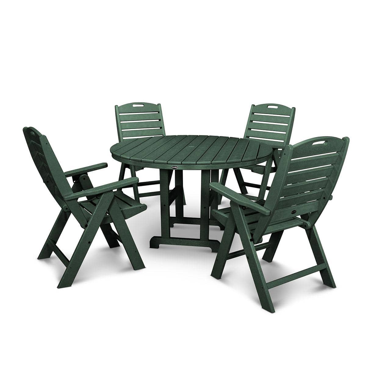 Nautical Folding Highback 5 Piece Farmhouse Dining Set - Image 5
