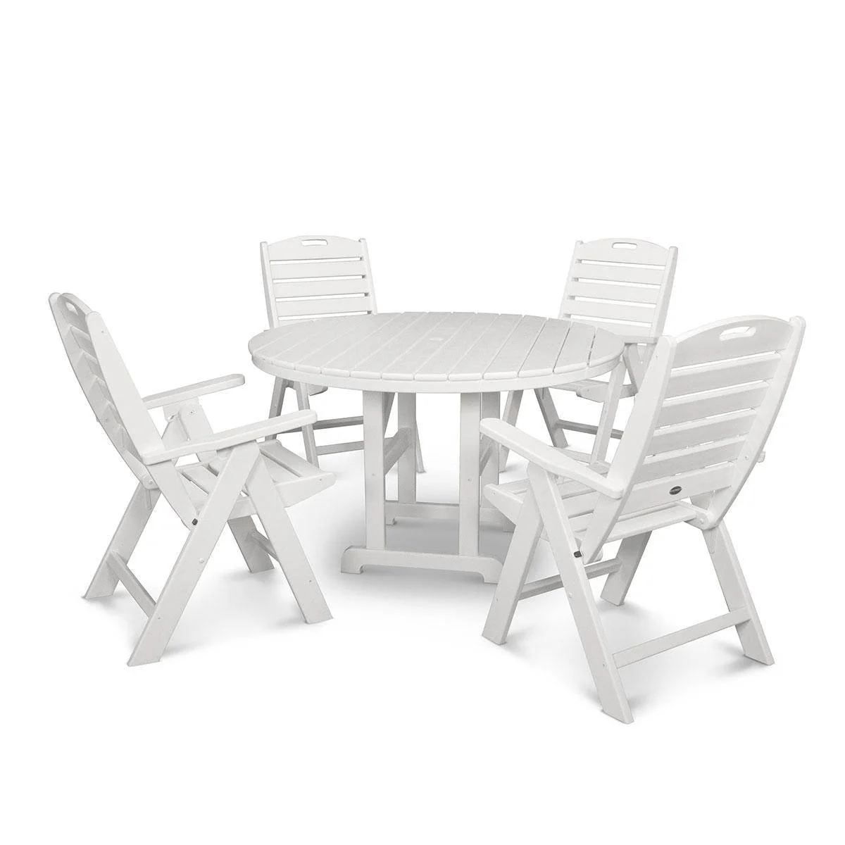 Nautical Folding Highback 5 Piece Farmhouse Dining Set - Image 7
