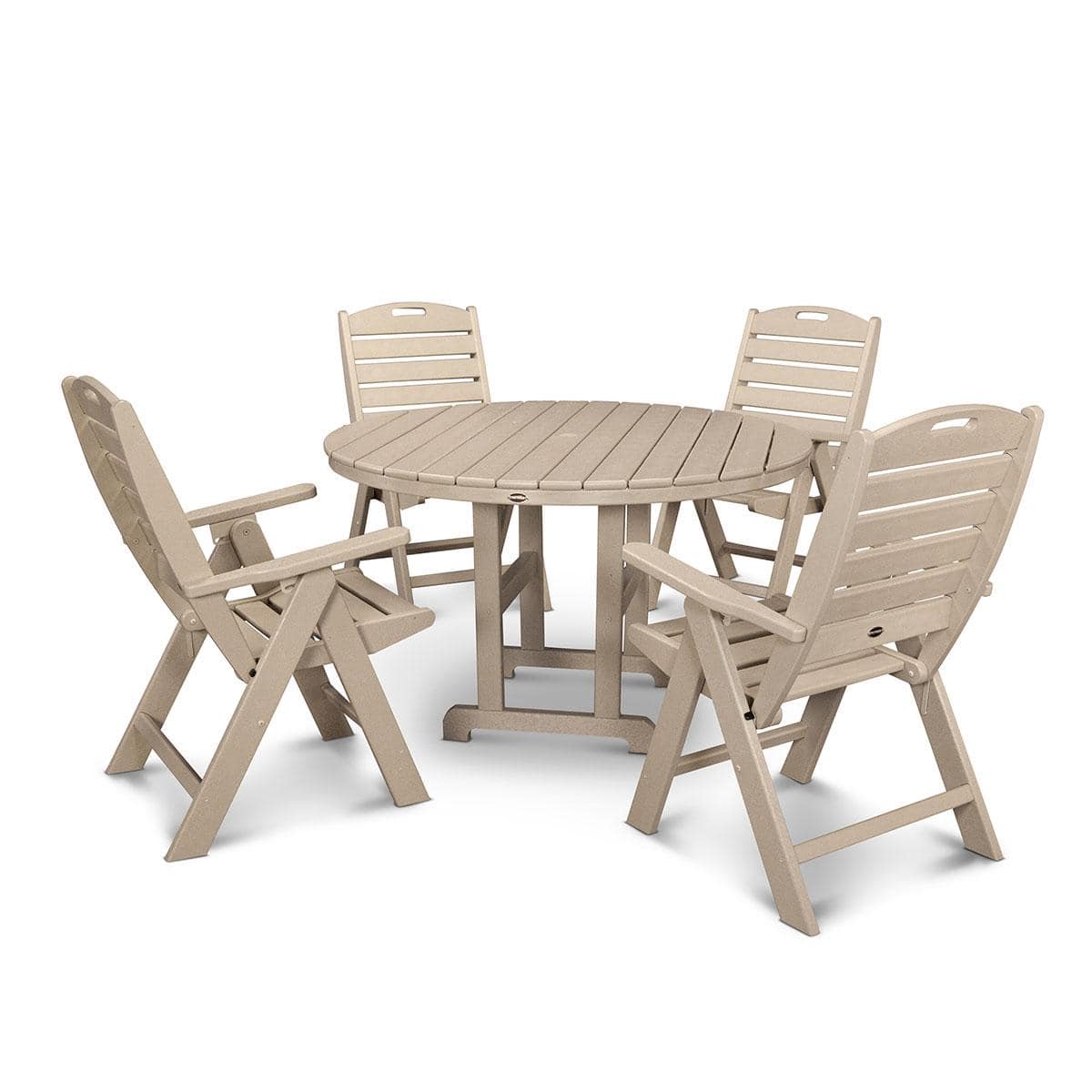 Nautical Folding Highback 5 Piece Farmhouse Dining Set - Image 8
