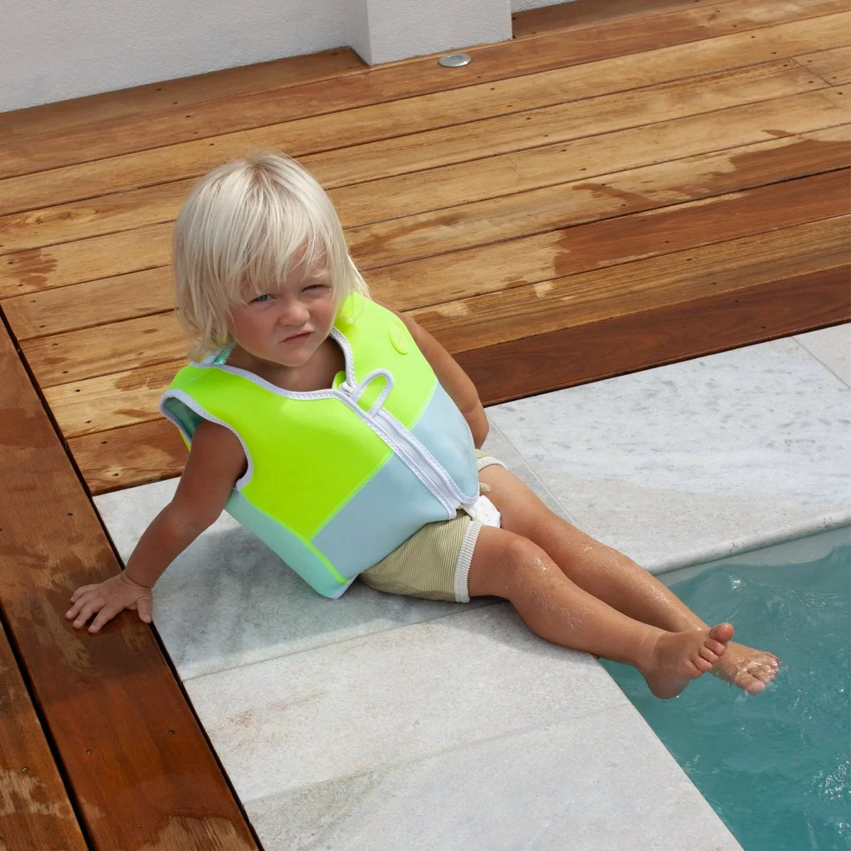 Kids Swim Vest - Salty The Shark Neon Yellow (Size 2-3) - Image 2