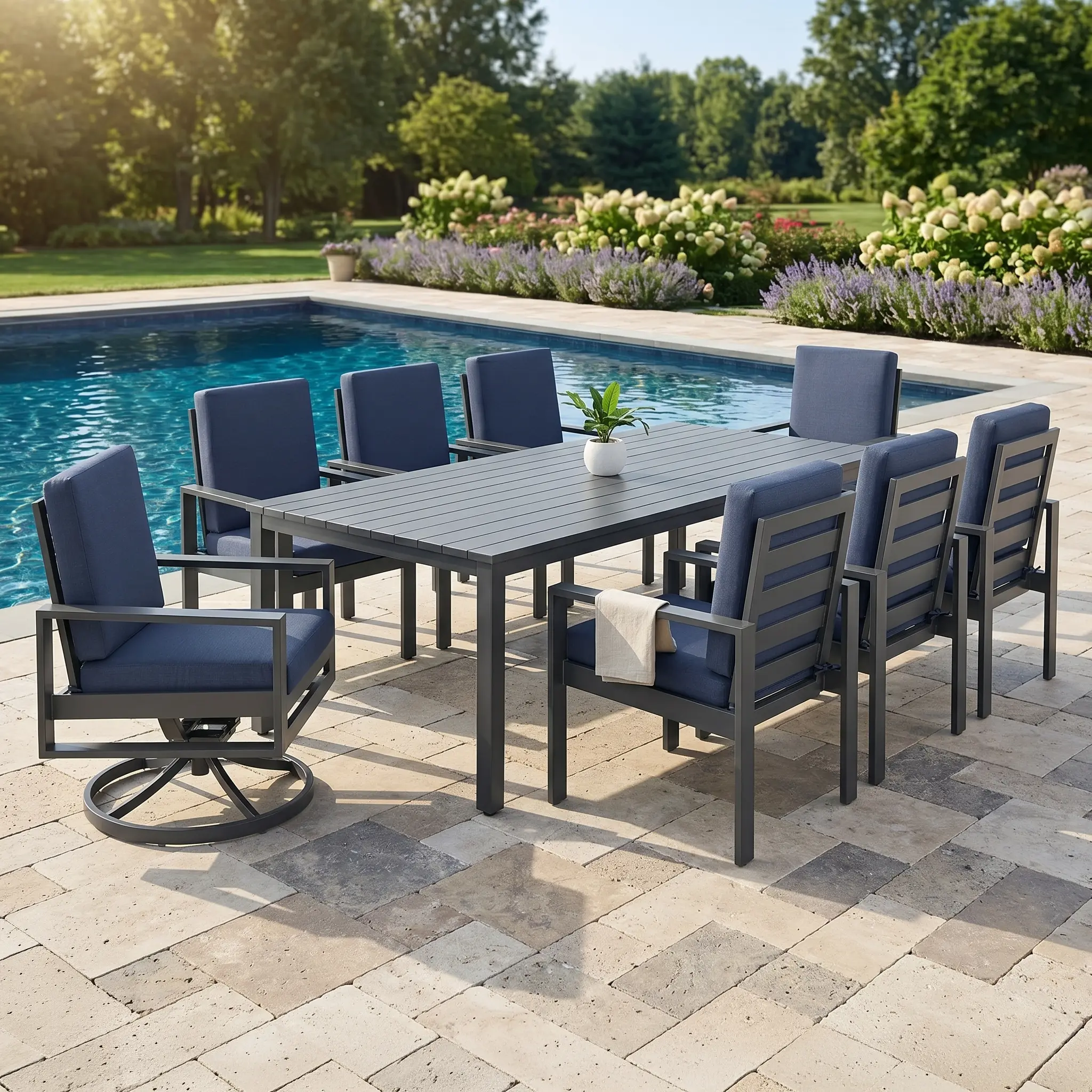 Sutton Grey 9 Piece Dining Group - Spectrum Indigo