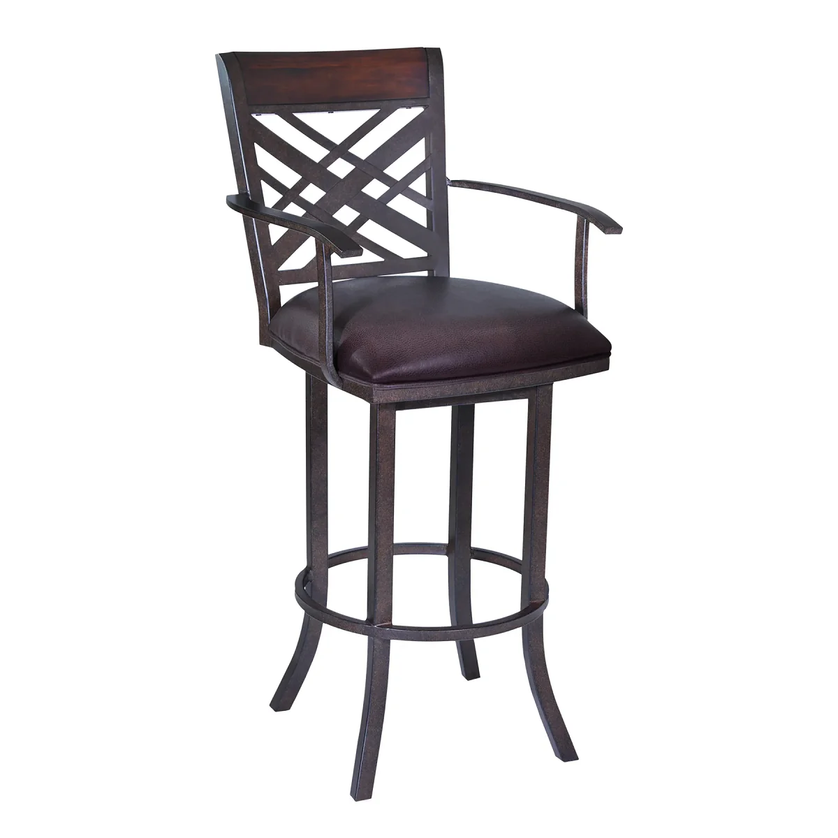 Pompano Swivel 30" Barstool W/ Arms - Mineral/Brown