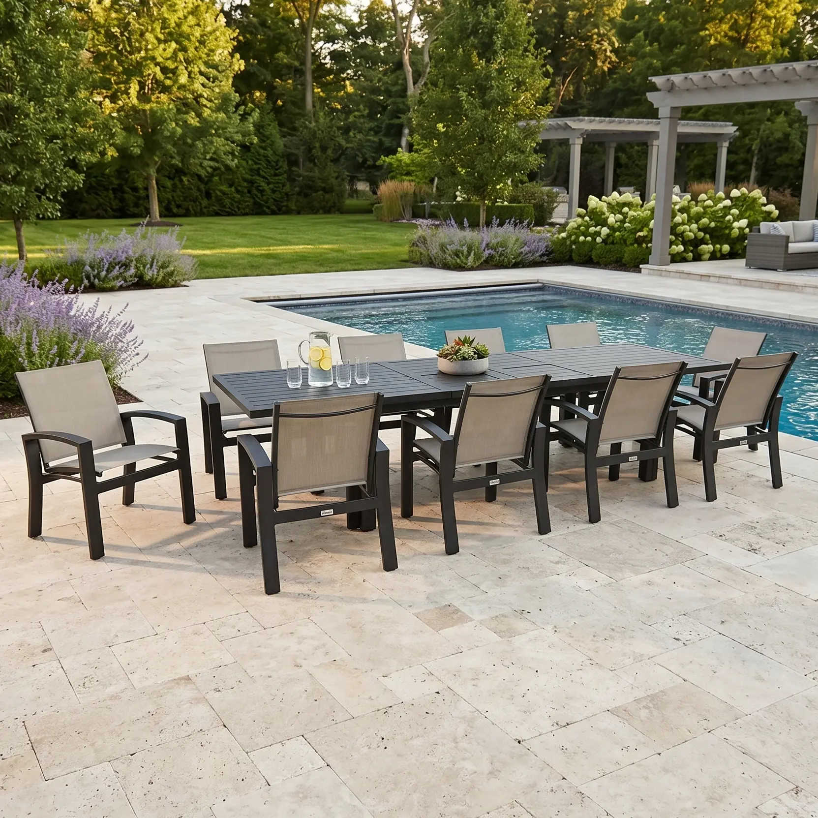Prescott 11 Piece Black Extension Dining Table Group