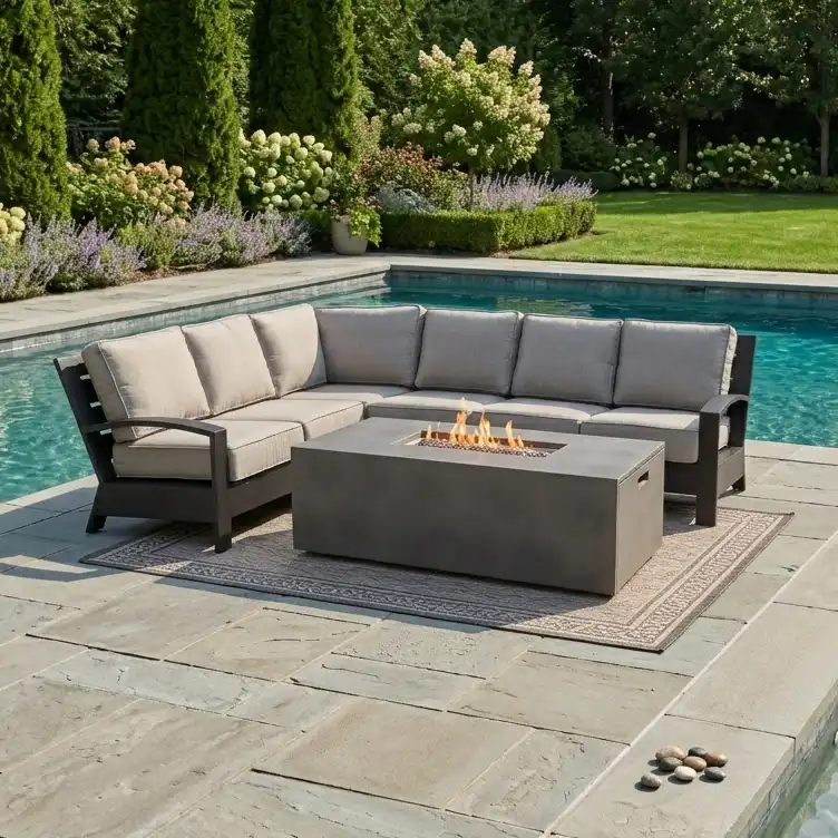 Prescott 6 Piece Sectional Firepit/Chat Group