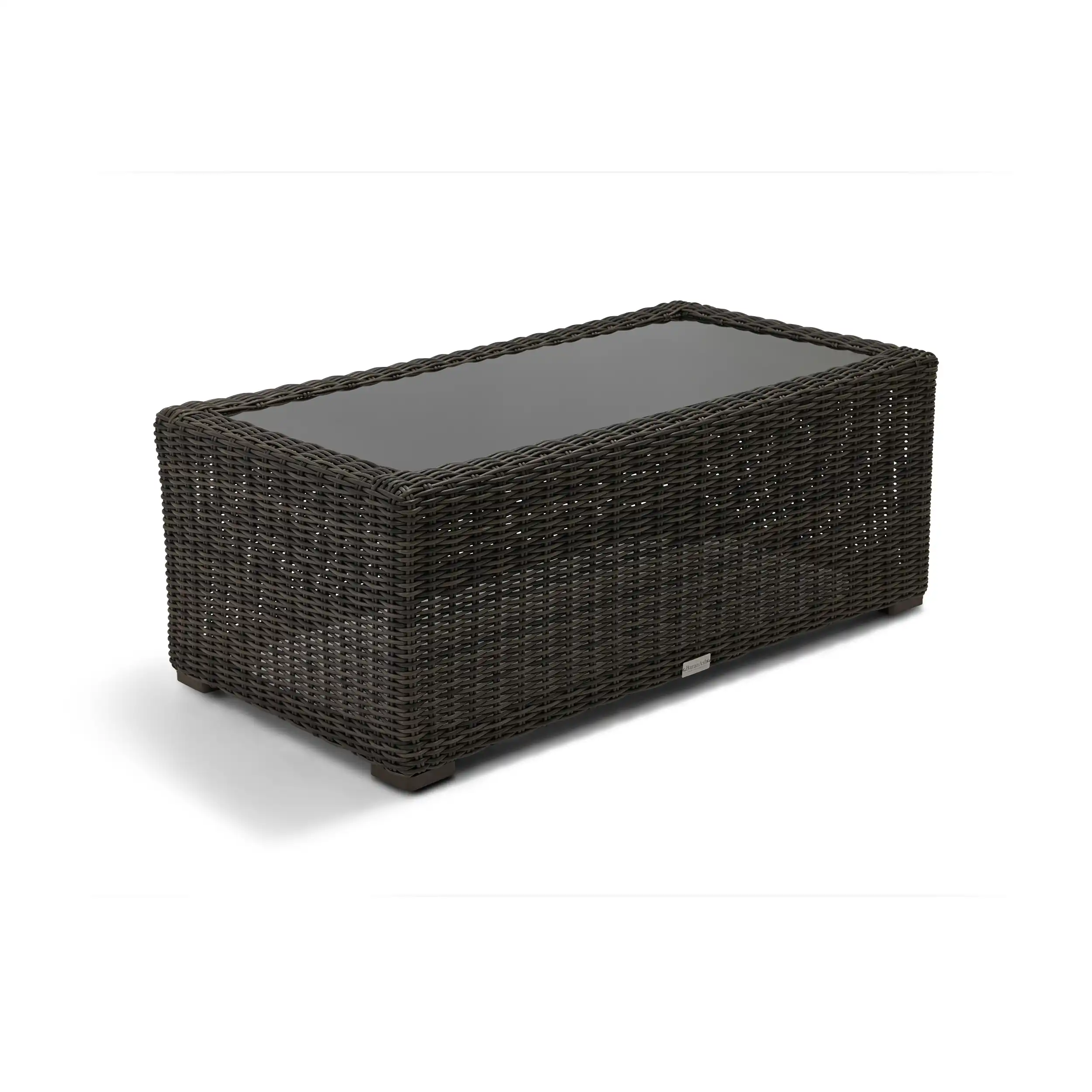 Rosario 24"x45" Rectangle Woven Coffee Table W/ Glass - Bayside Black - Image 2
