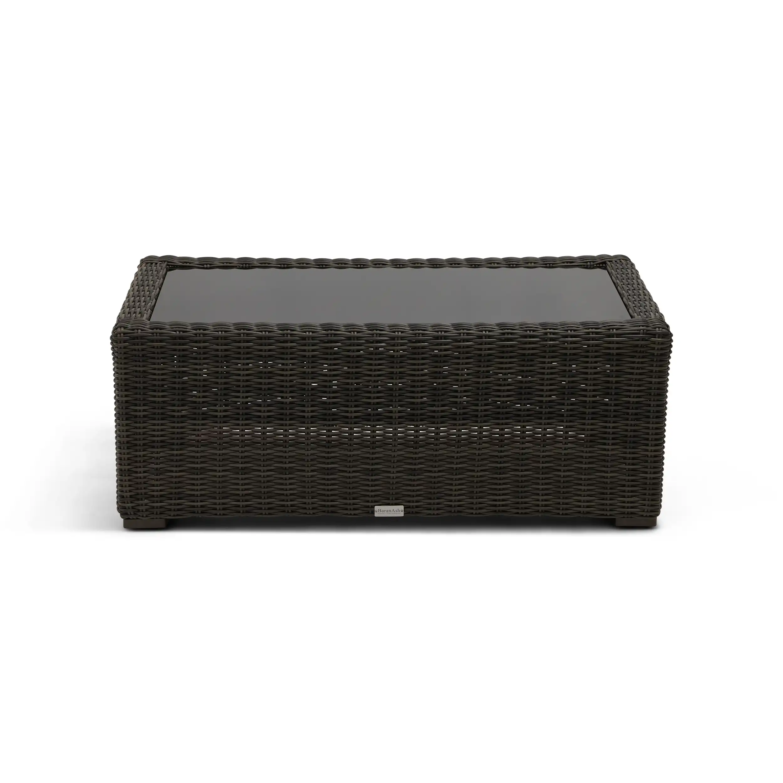 Rosario 24"x45" Rectangle Woven Coffee Table W/ Glass - Bayside Black - Image 3