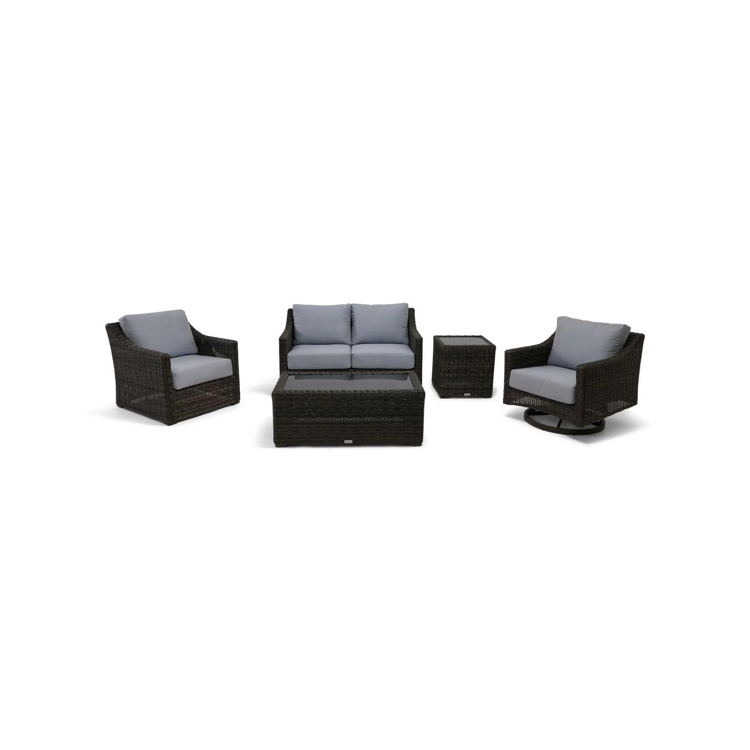 Rosario Grey 5 Piece Loveseat Chat Group - Topsail Rain - Image 2
