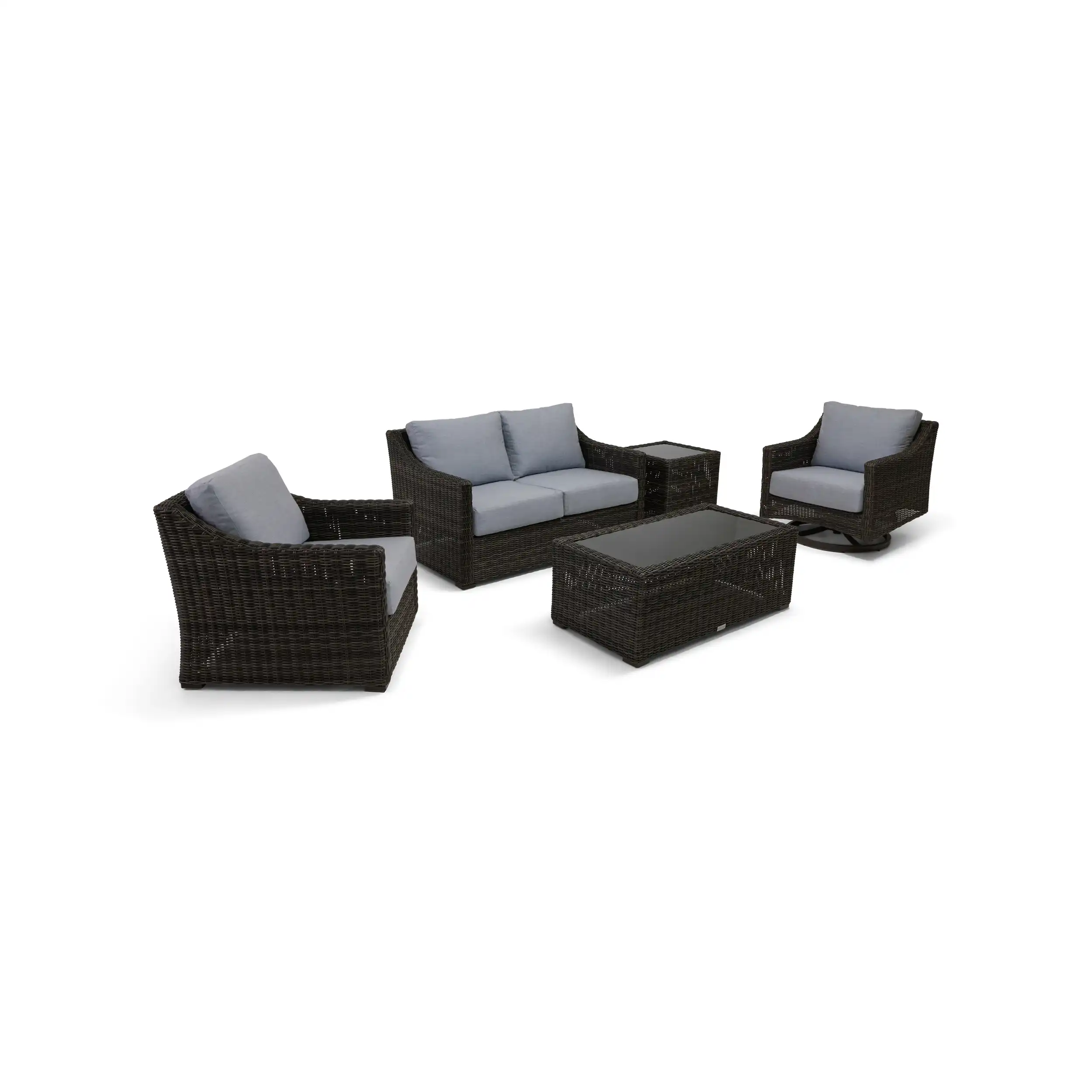 Rosario Grey 5 Piece Loveseat Chat Group - Topsail Rain - Image 3