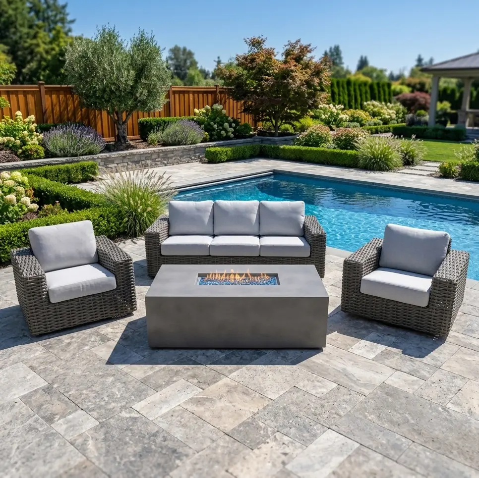 Soho XL Woven 4 Piece Firepit Sofa Group