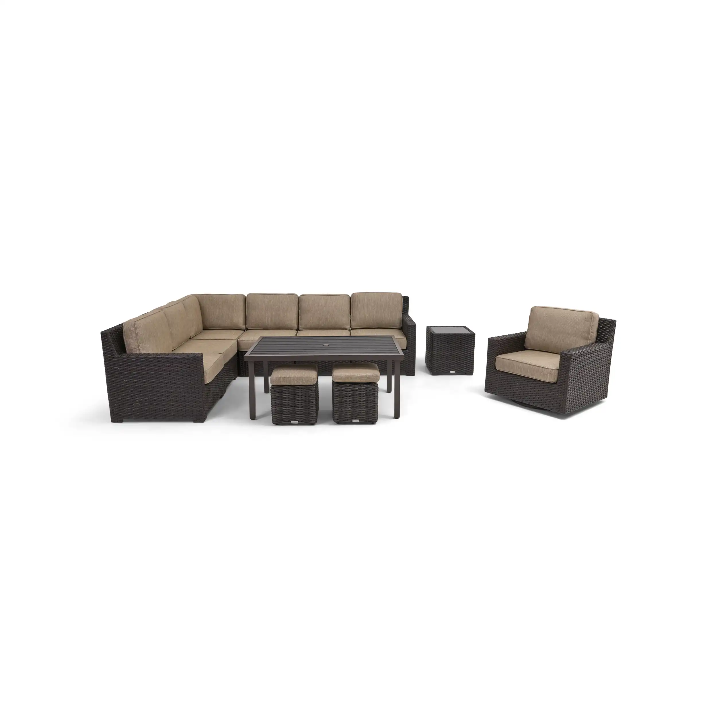 St. Kitts 11 Piece Sectional Chat Group - Mirage Latte - Image 4