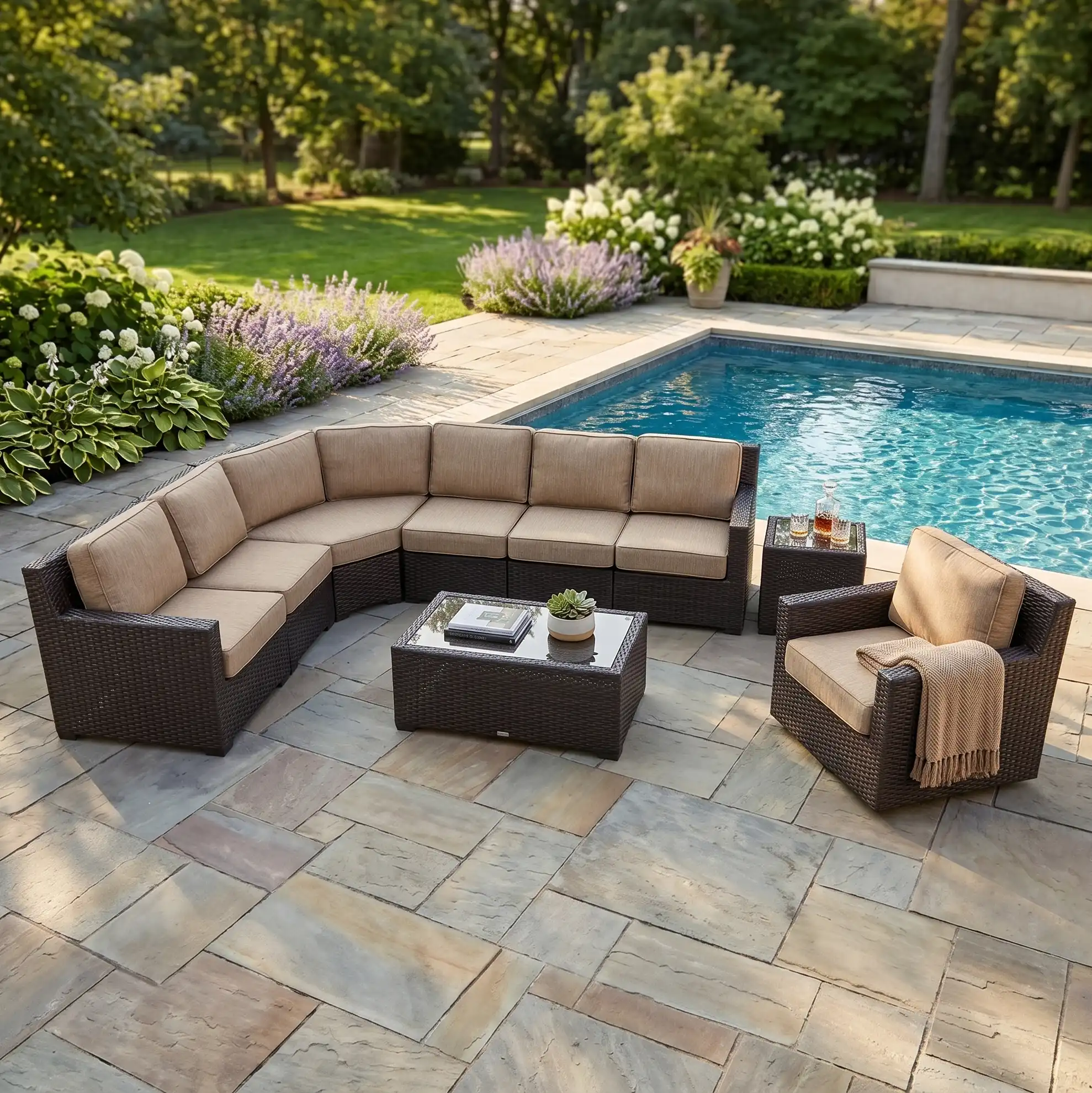 St. Kitts 9 Piece Sectional Chat Group - Mirage Latte