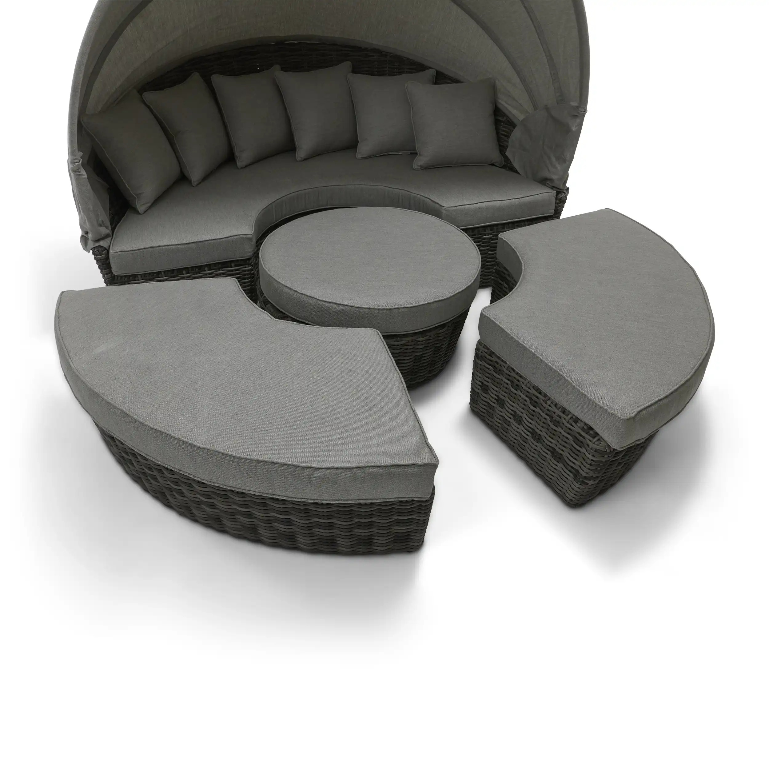 St. Kitts Grey 4 Piece 76" Rd. Daybed W/ Canopy - Makar Oyster - Image 5