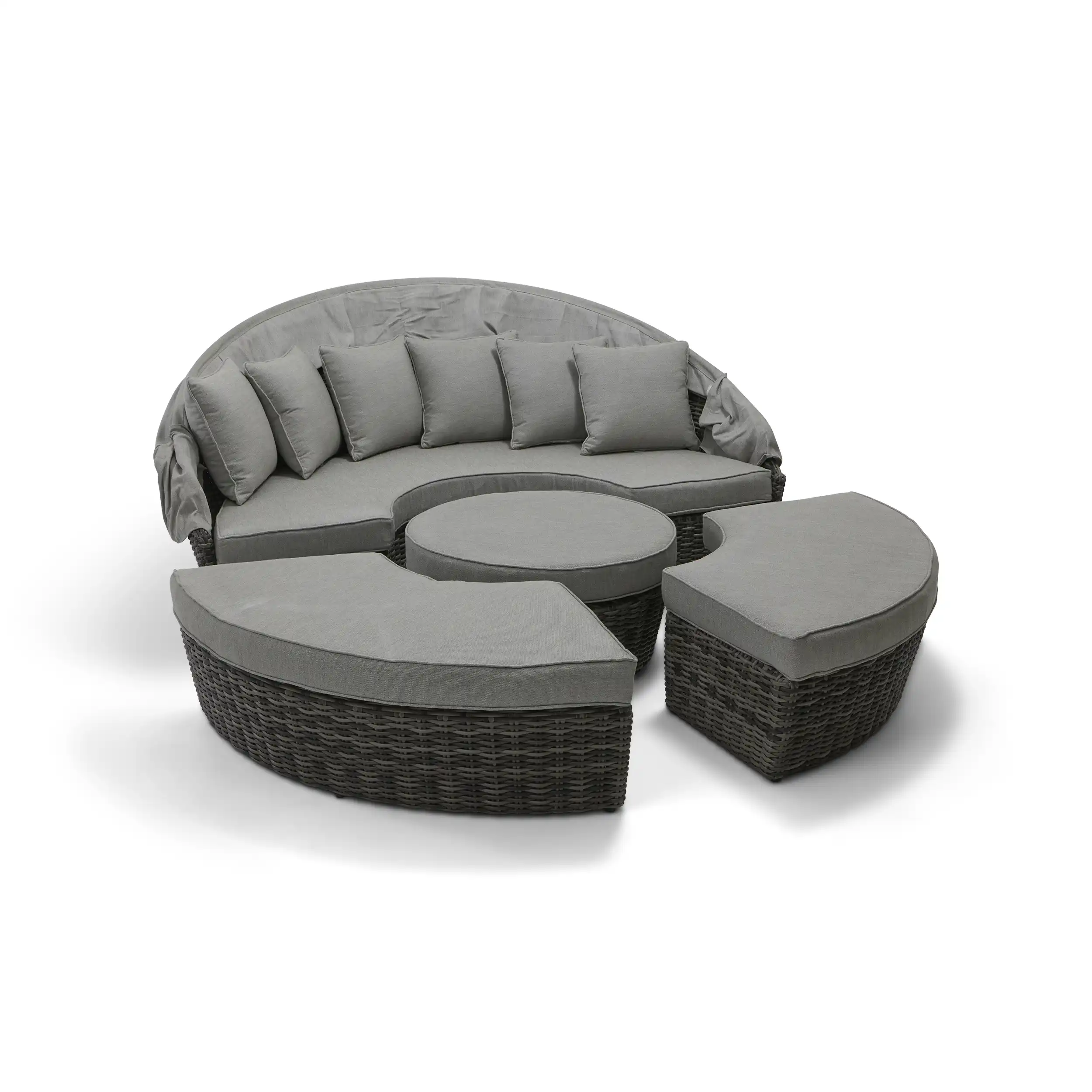St. Kitts Grey 4 Piece 76" Rd. Daybed W/ Canopy - Makar Oyster - Image 6