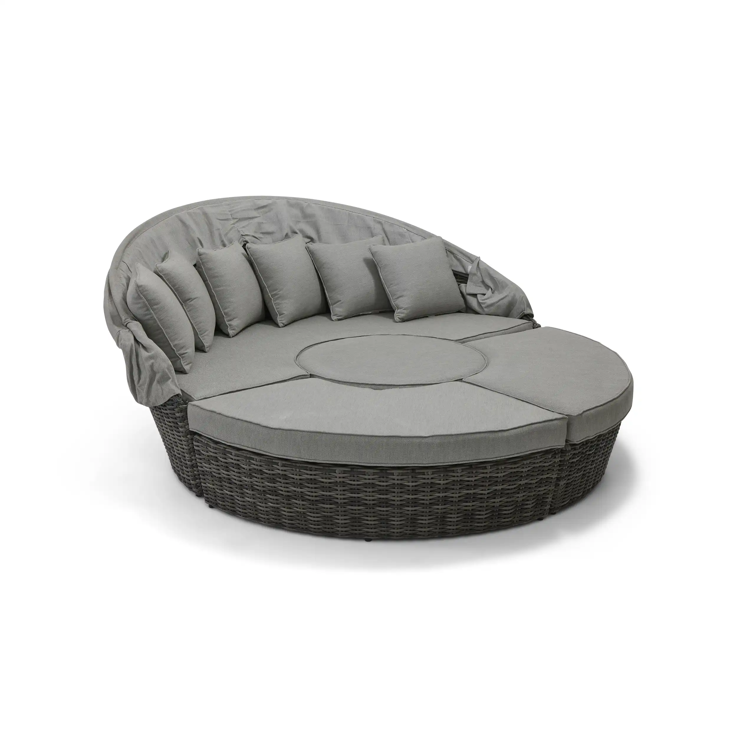St. Kitts Grey 4 Piece 76" Rd. Daybed W/ Canopy - Makar Oyster - Image 8