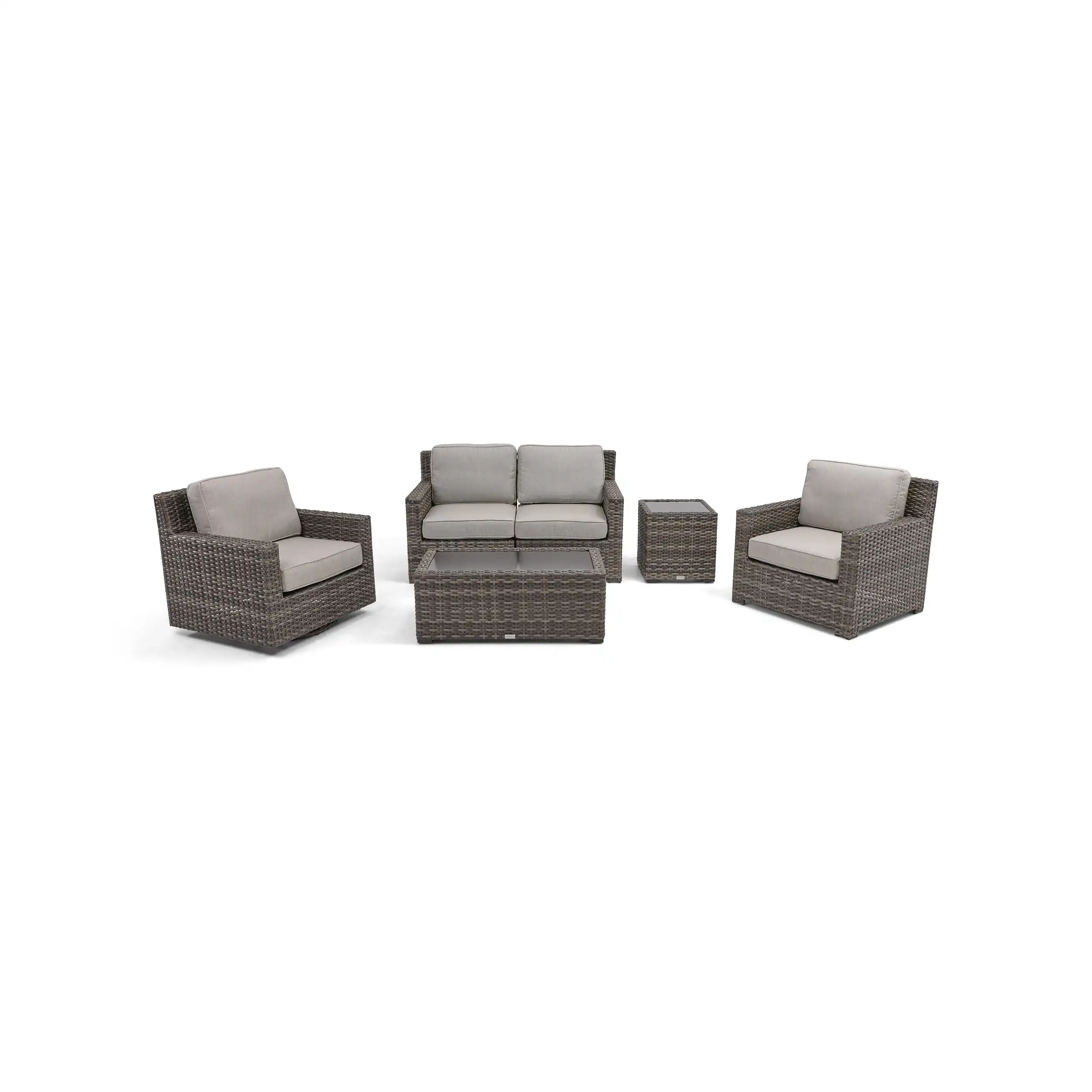 St. Kitts Grey 5 Piece Loveseat Chat Group - Makar Oyster - Image 2