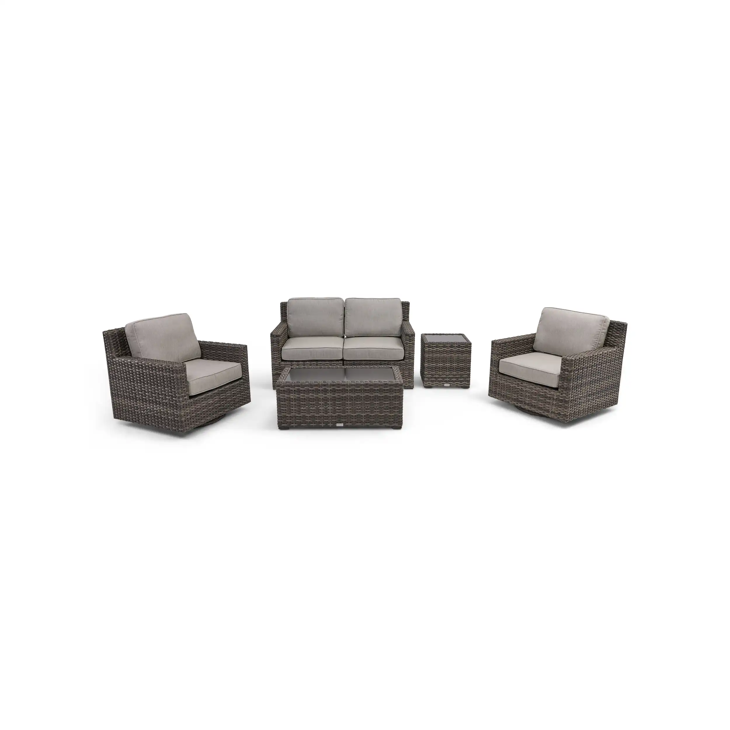 St. Kitts Grey 5 Piece Loveseat Chat Group - Makar Oyster - Image 3
