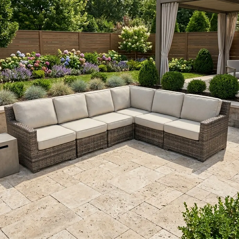 St. Kitts Grey 6 Piece Sectional Group - Swimmer Oyster