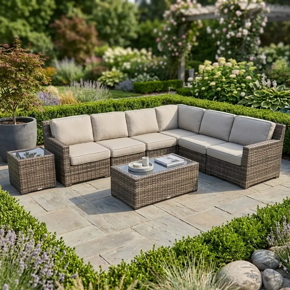 St. Kitts Grey 8 Piece Sectional Chat Group - Swimmer Oyster